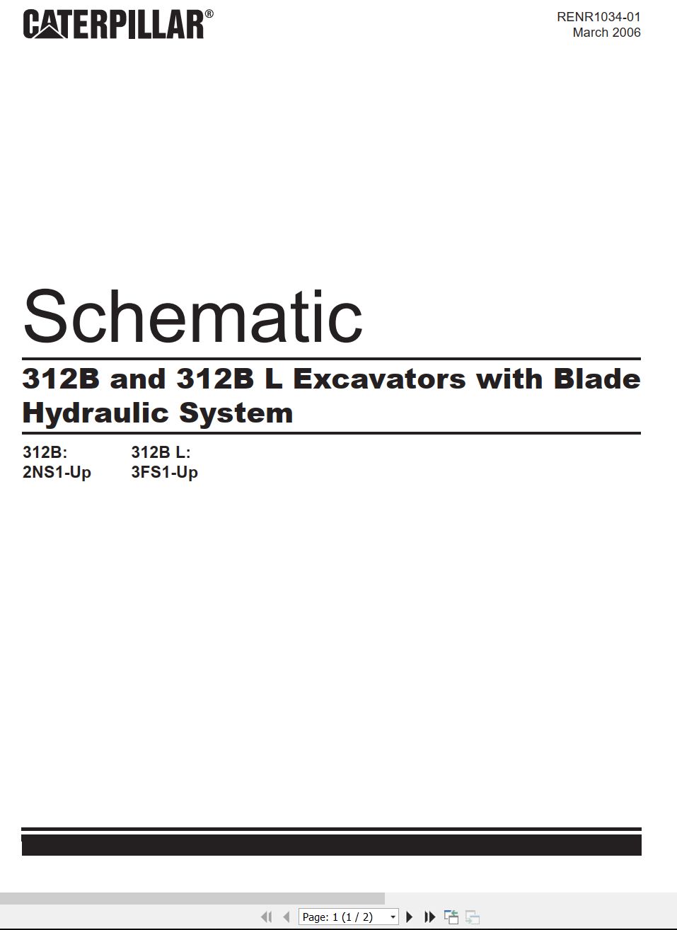 CAT Excavator 312B Electrical Hydraulic Schematic (3)