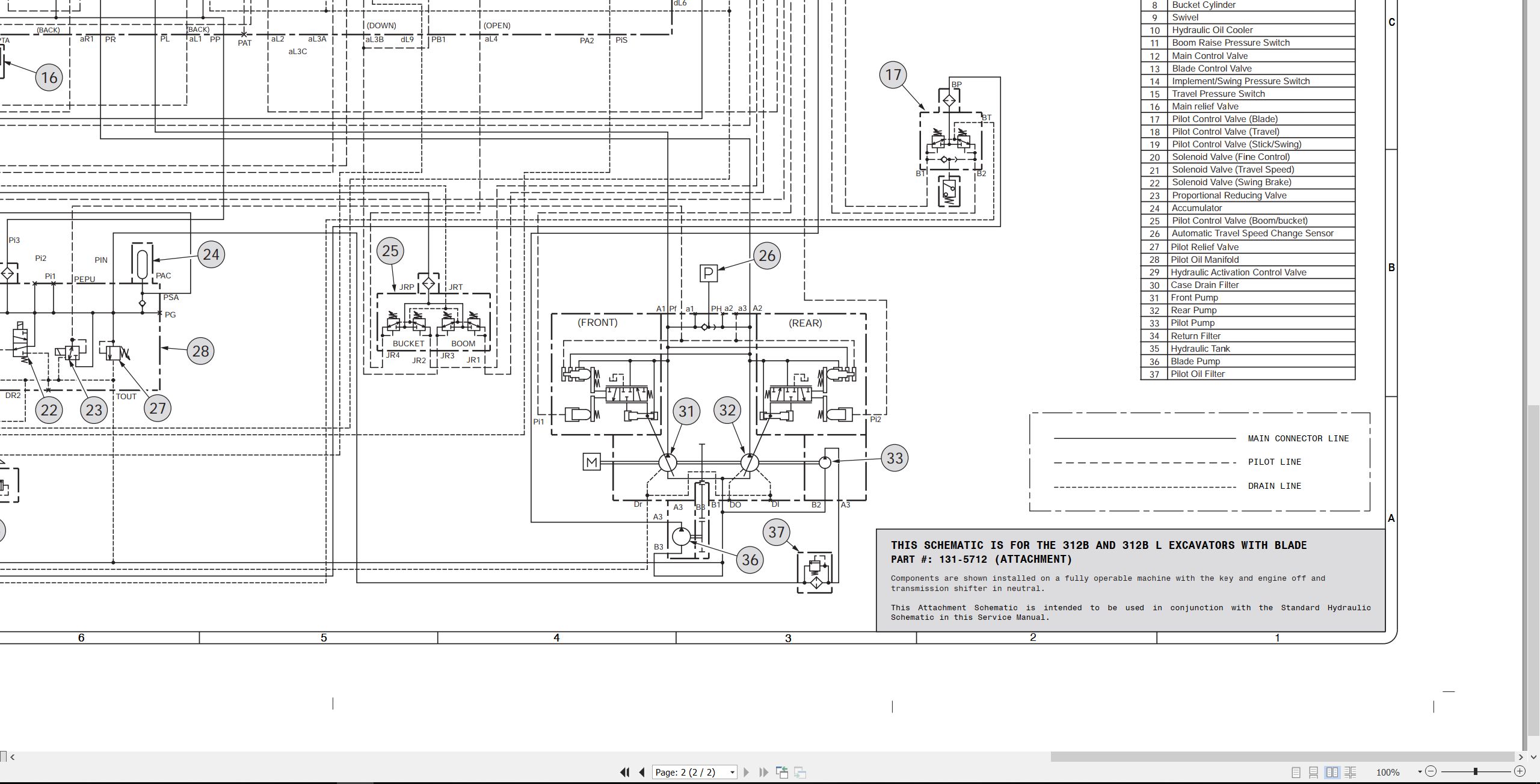 CAT Excavator 312B Electrical Hydraulic Schematic (4)