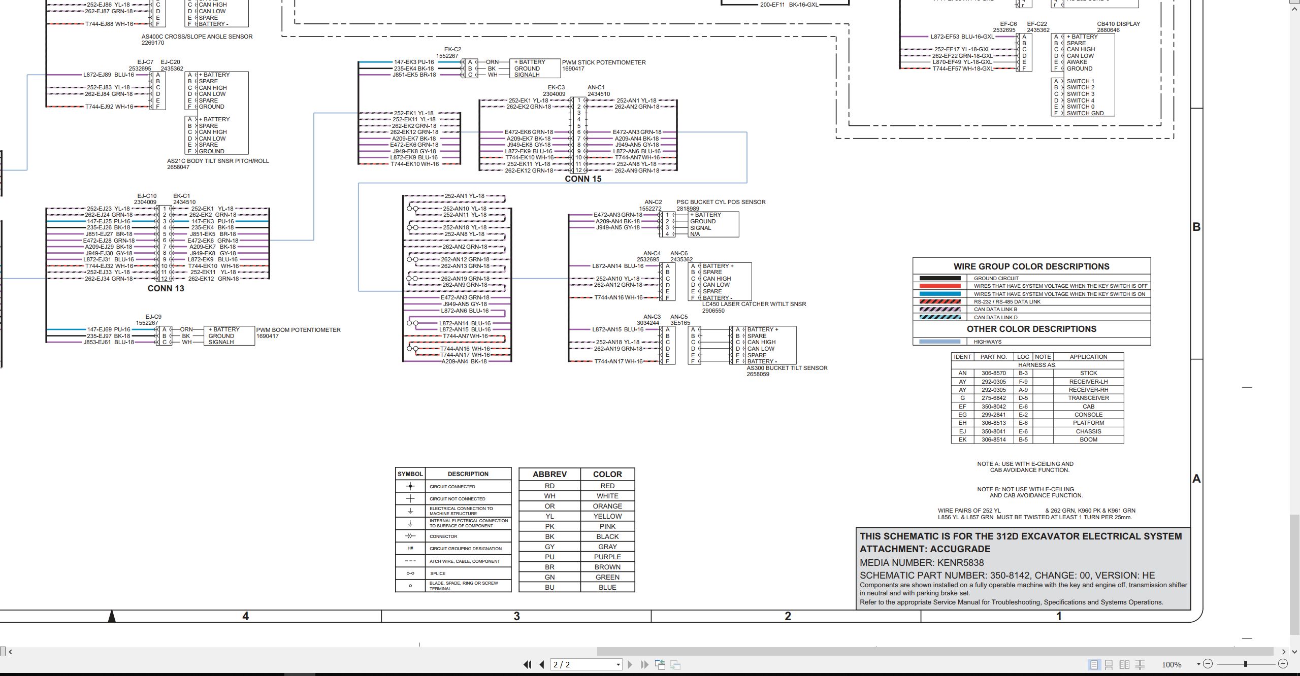 CAT Excavator 312D Electrical Hydraulic Schematic (2)