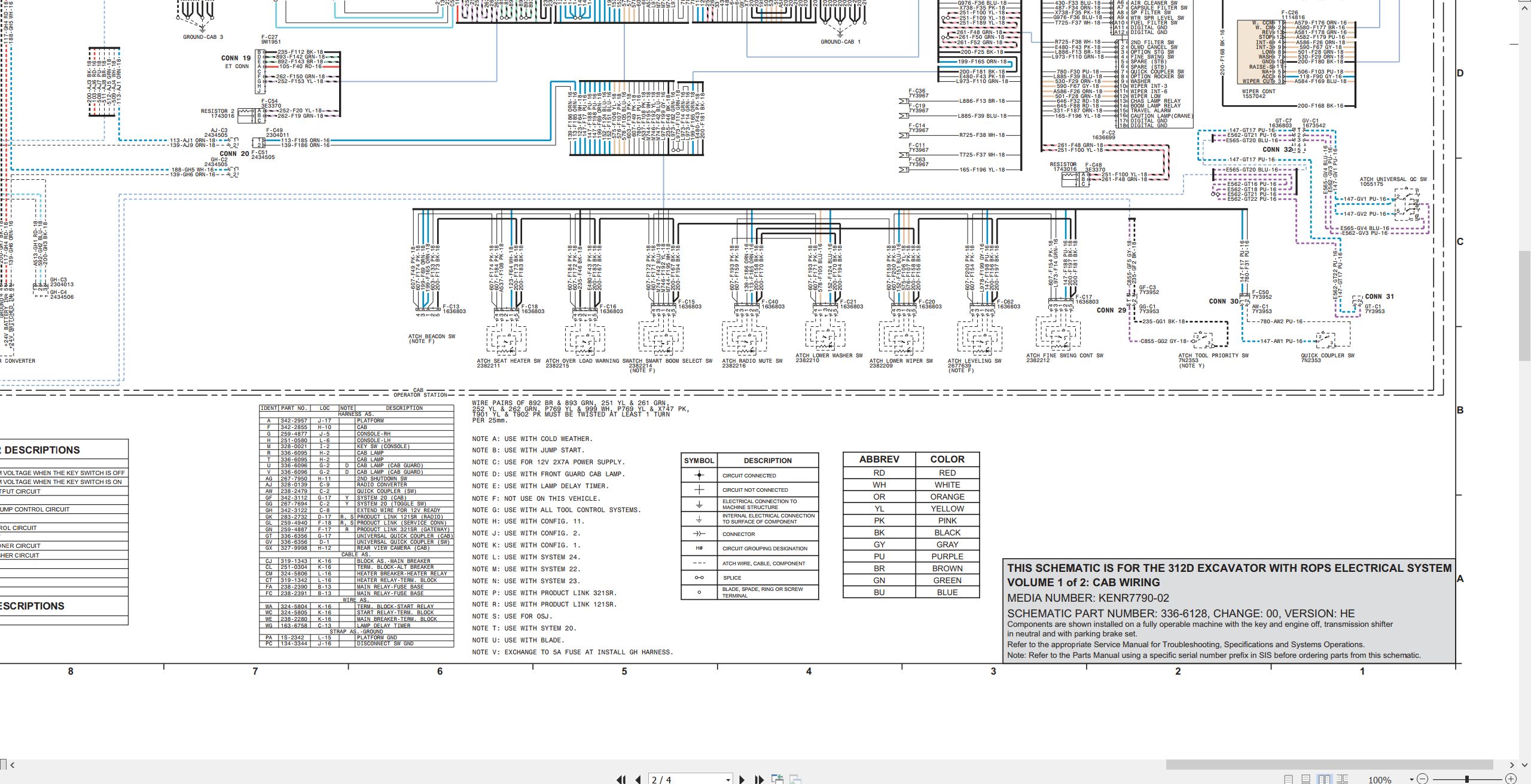 CAT Excavator 312D Electrical Hydraulic Schematic (3)