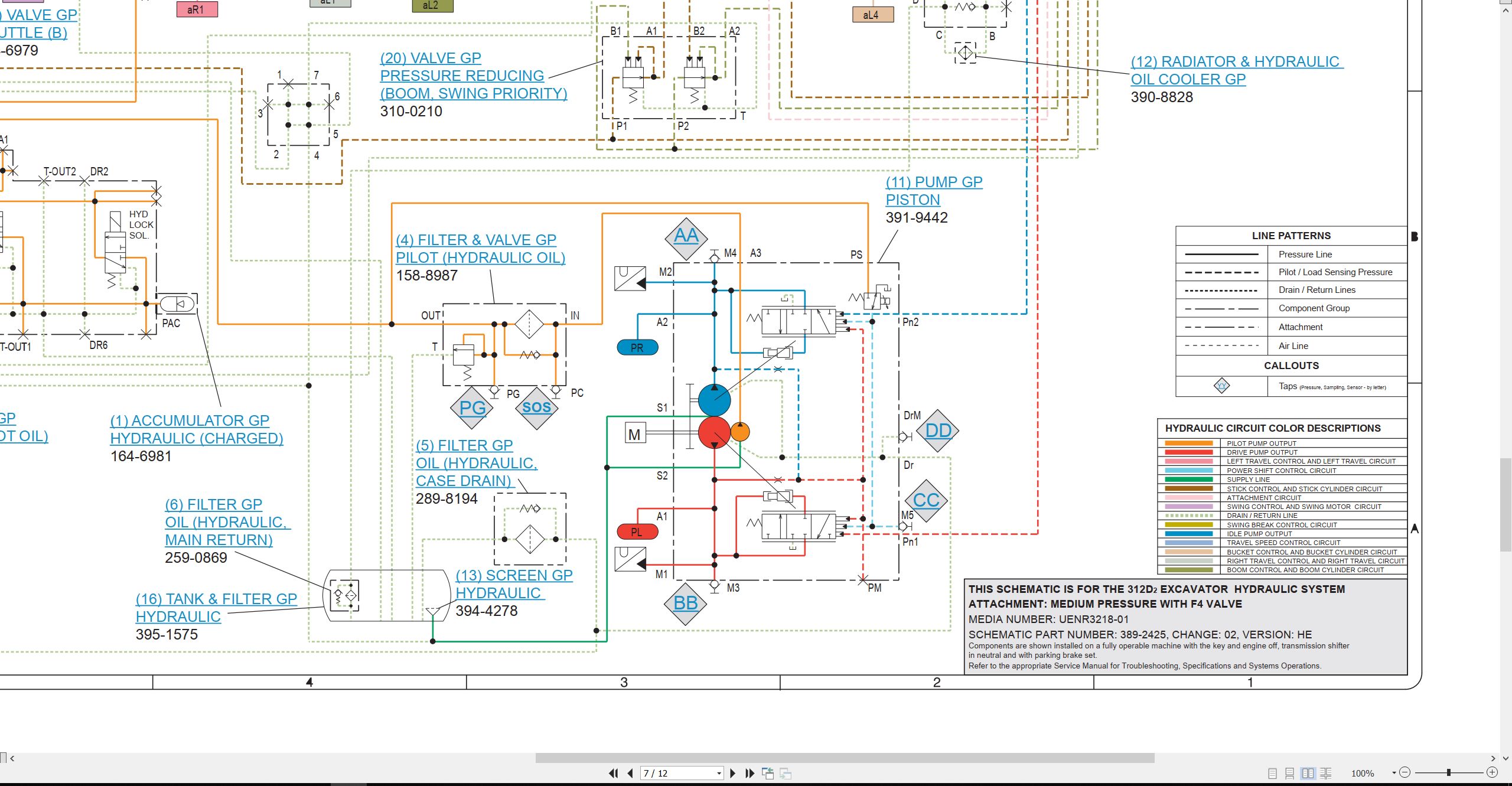 CAT Excavator 312D2 Electrical Hydraulic Schematic (3)
