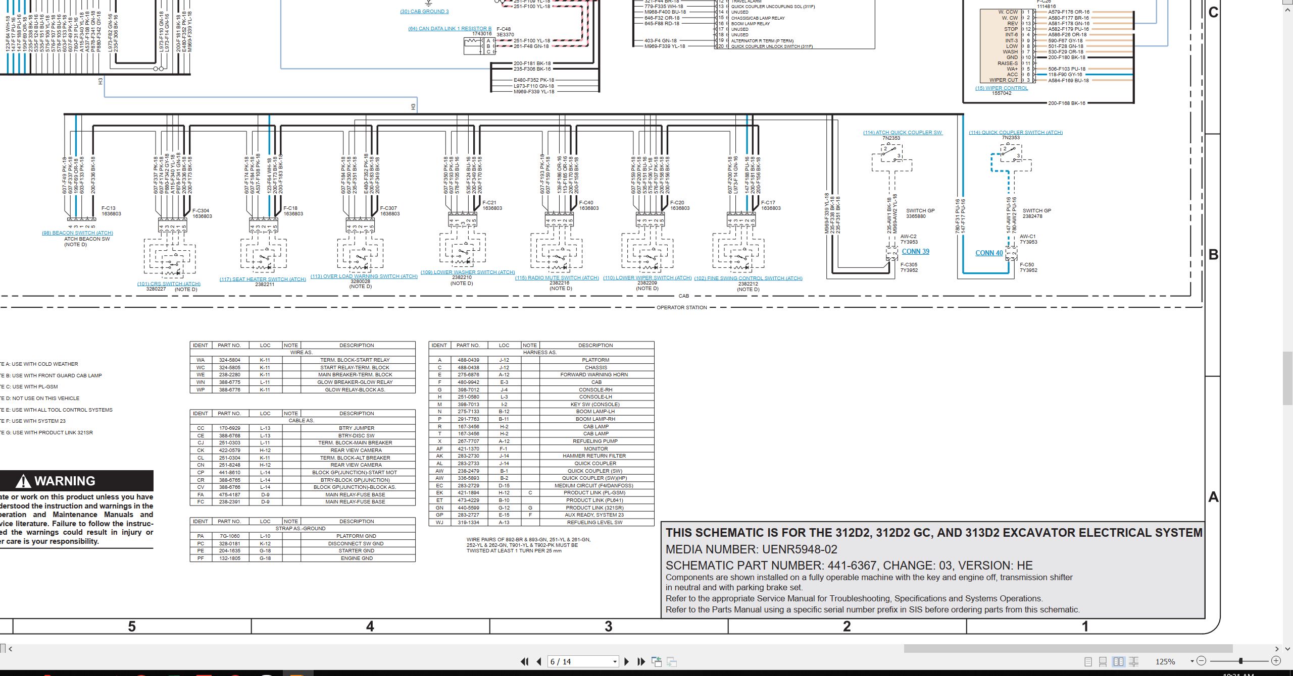 CAT Excavator 312D2 GC Electrical Hydraulic Schematic (2)