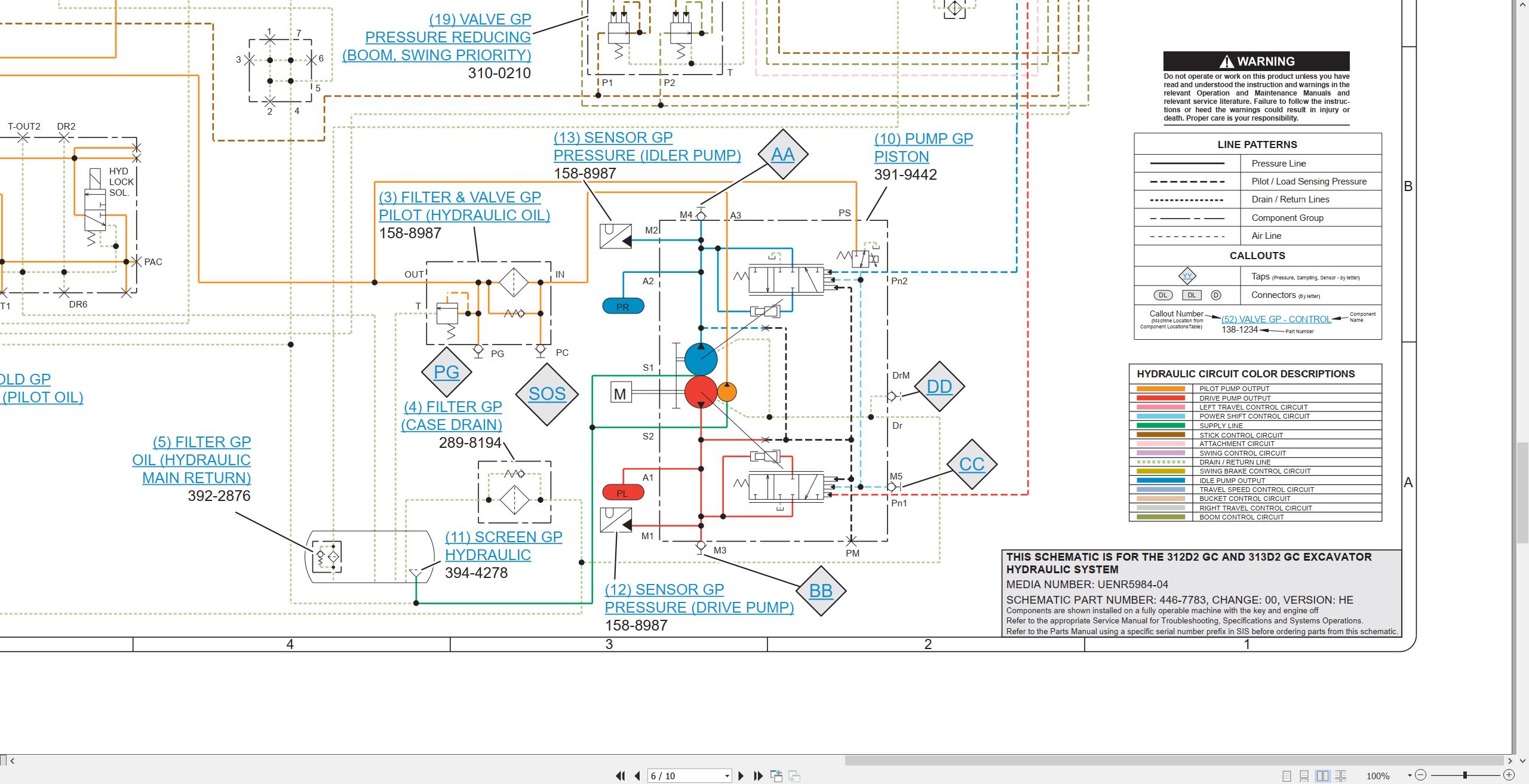 CAT Excavator 312D2 GC Electrical Hydraulic Schematic (3)