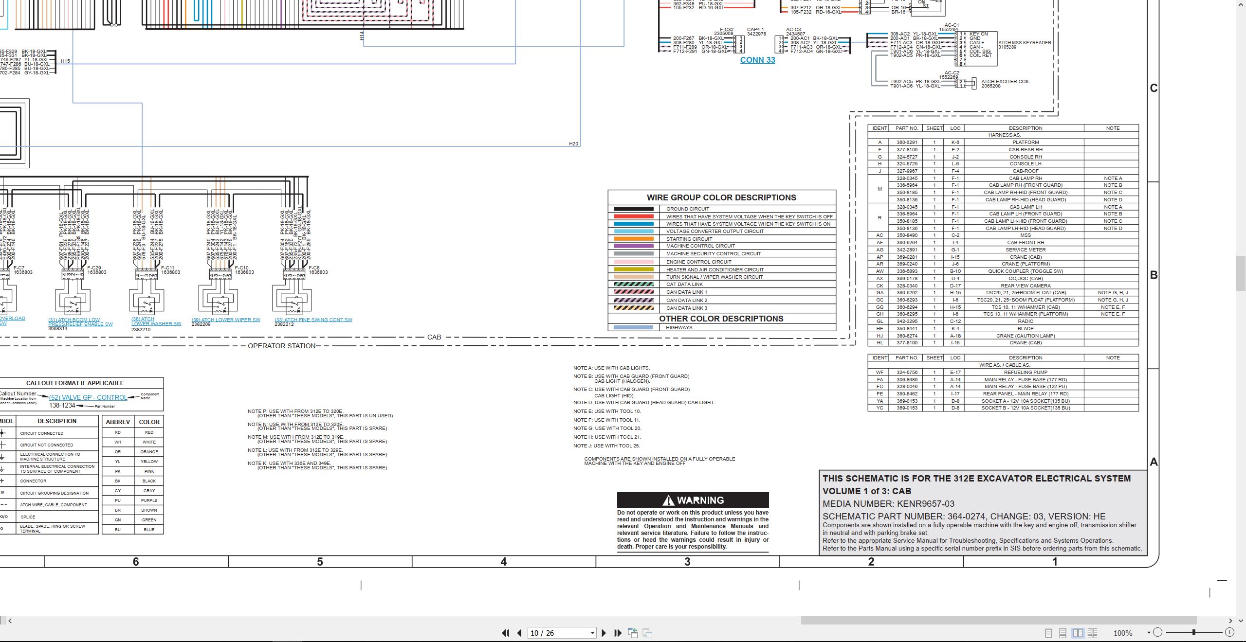 CAT Excavator 312E Electrical Hydraulic Schematic (2)