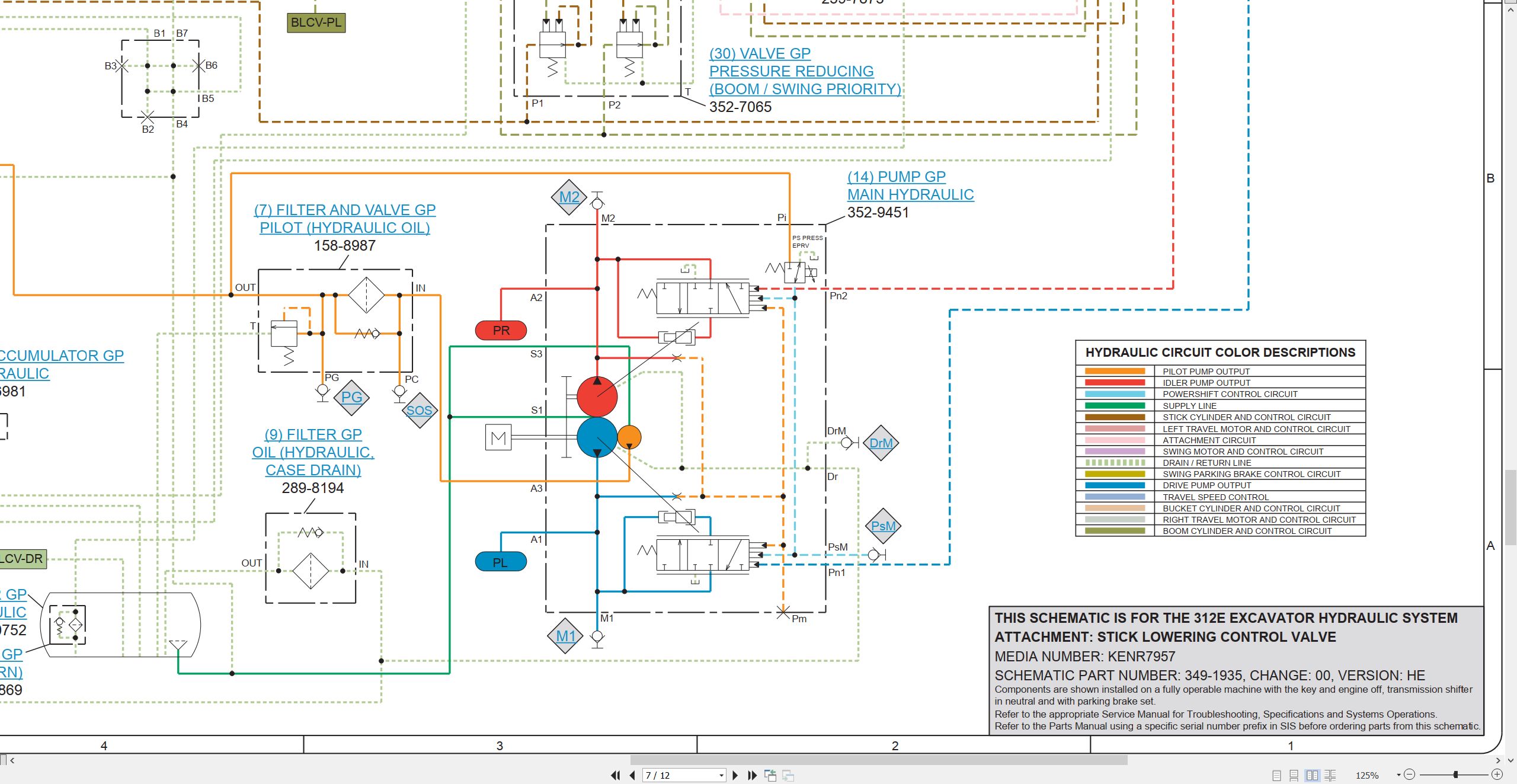 CAT Excavator 312E Electrical Hydraulic Schematic (3)