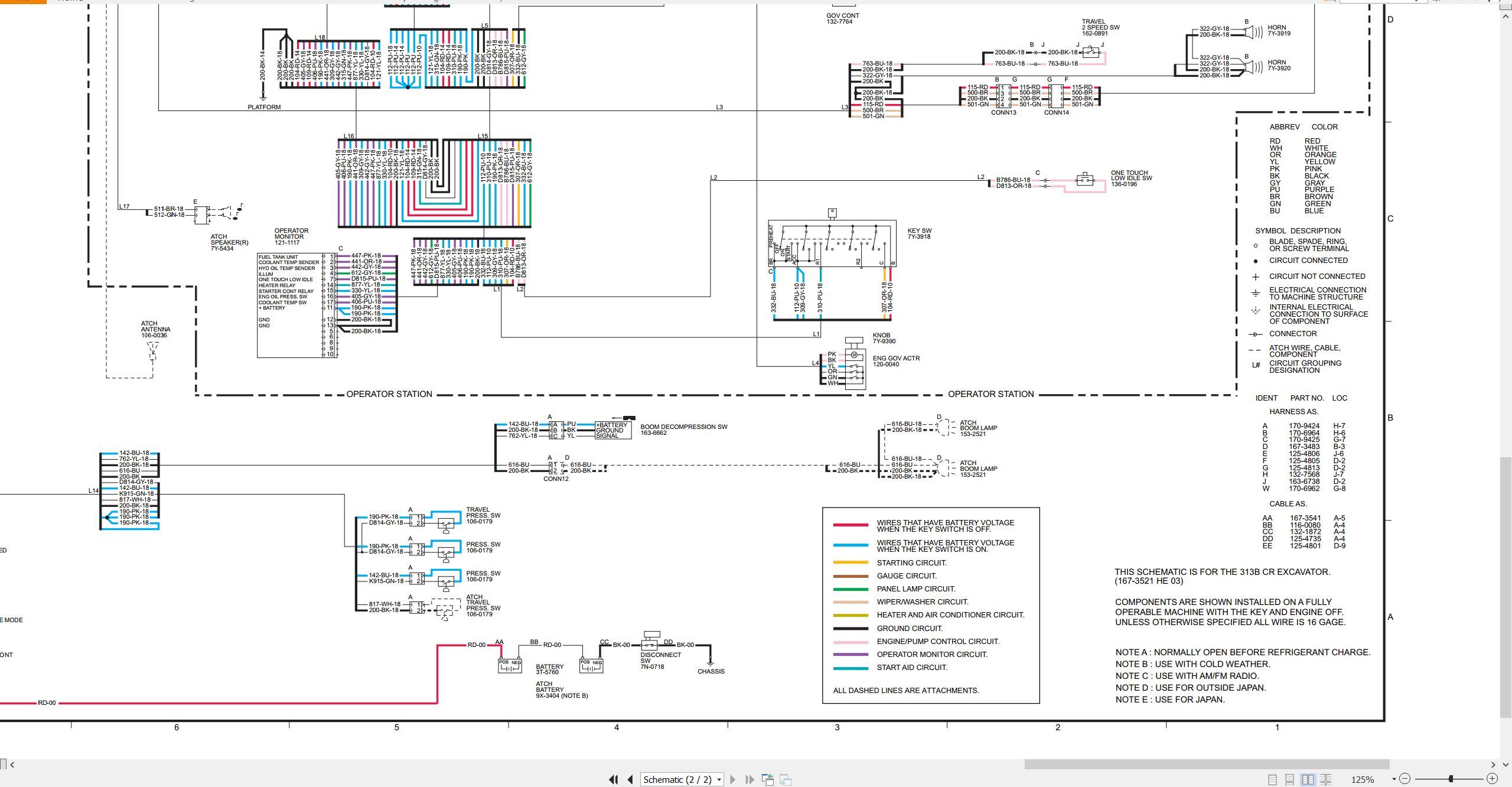 CAT Excavator 313B CR Electrical Hydraulic Schematic (2)