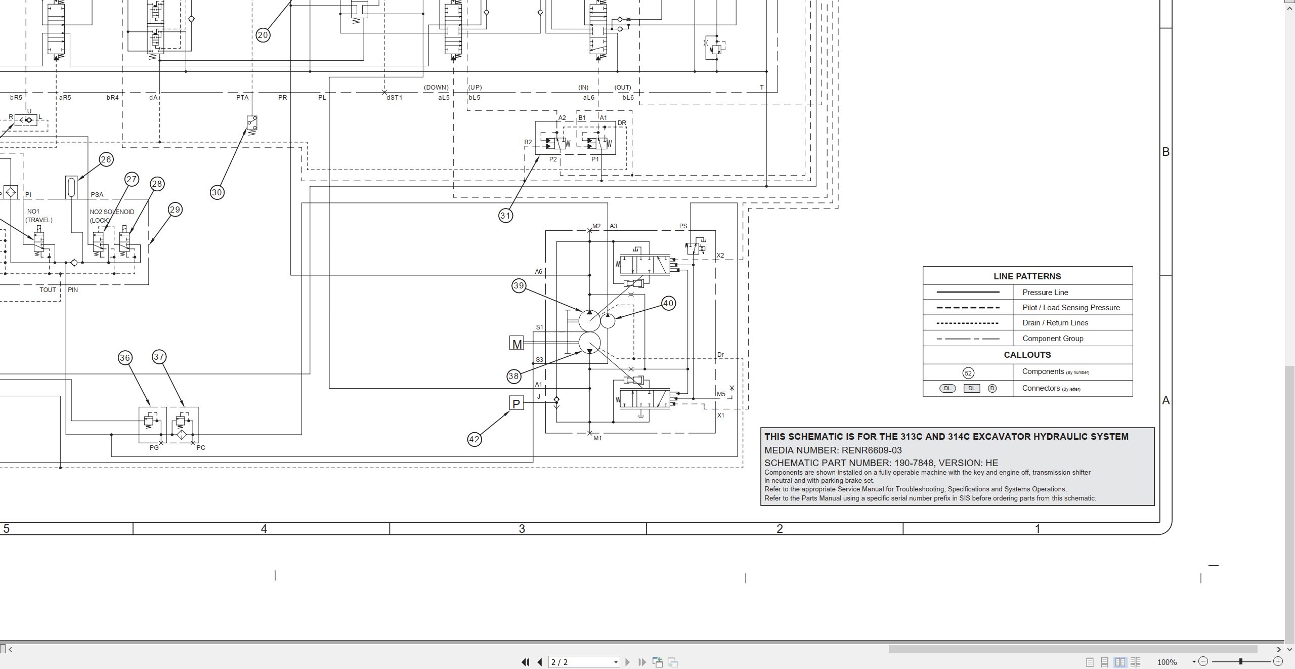 CAT Excavator 313C 314C Hydraulic Schematic RENR6609 03 2015 (2)