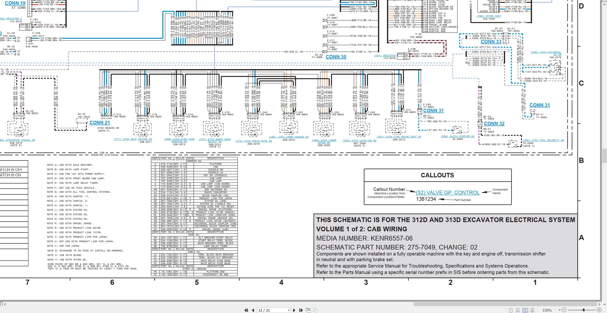 CAT Excavator 313D Electrical Hydraulic Schematic (2)