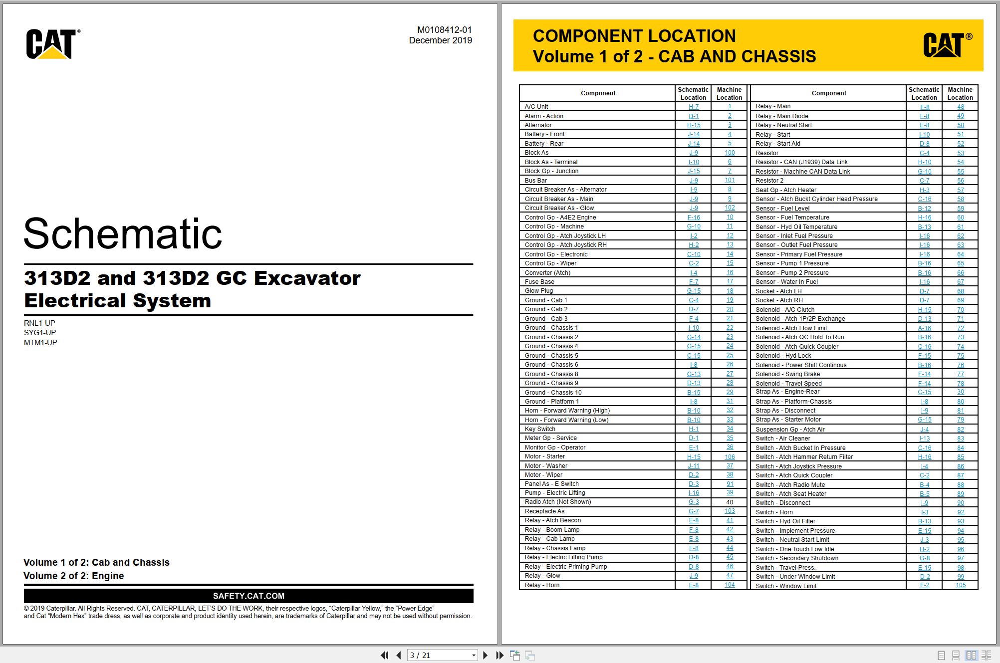 CAT Excavator 313D2 Electrical Hydraulic Schematic (1)