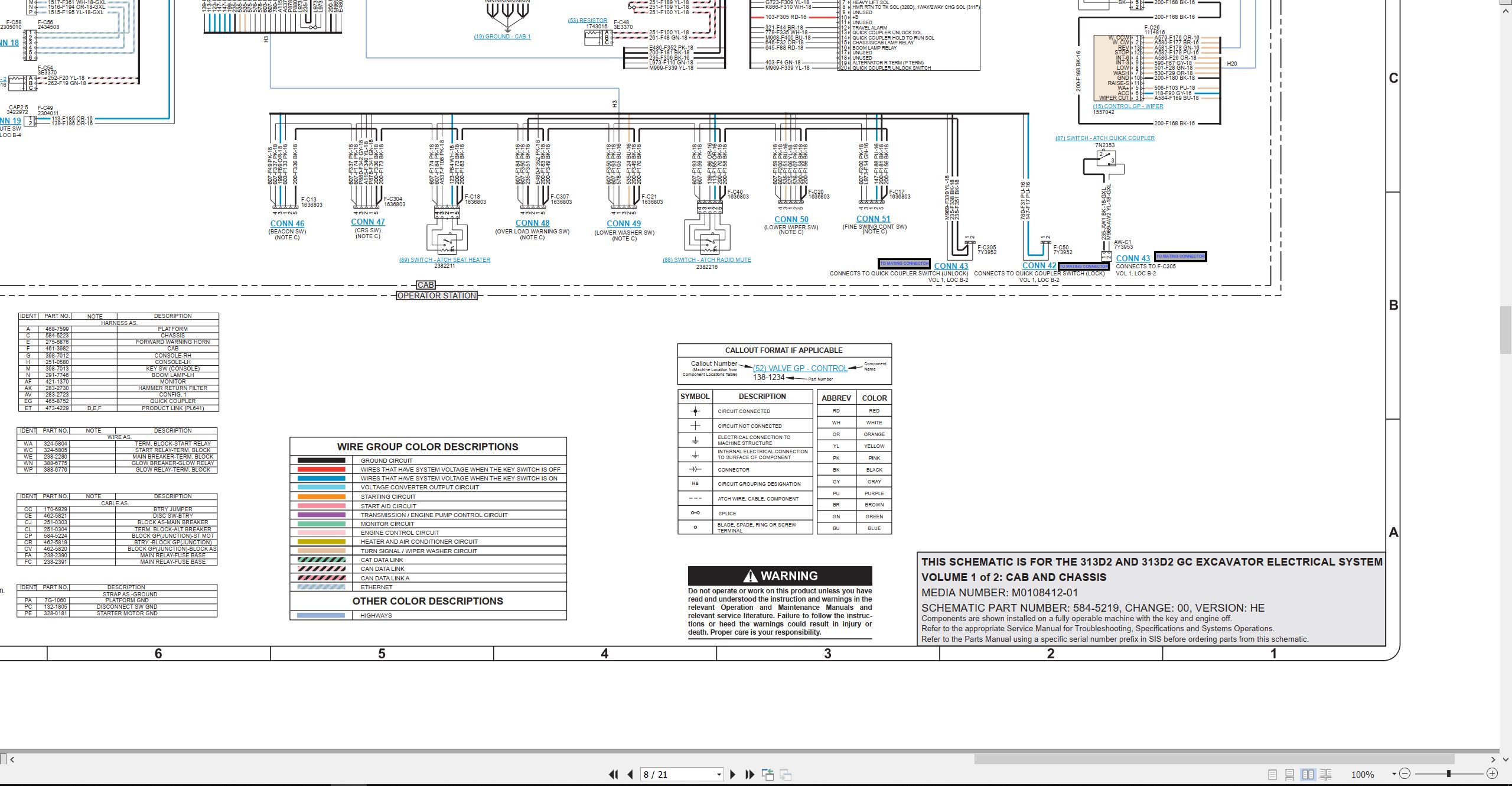 CAT Excavator 313D2 Electrical Hydraulic Schematic (2)