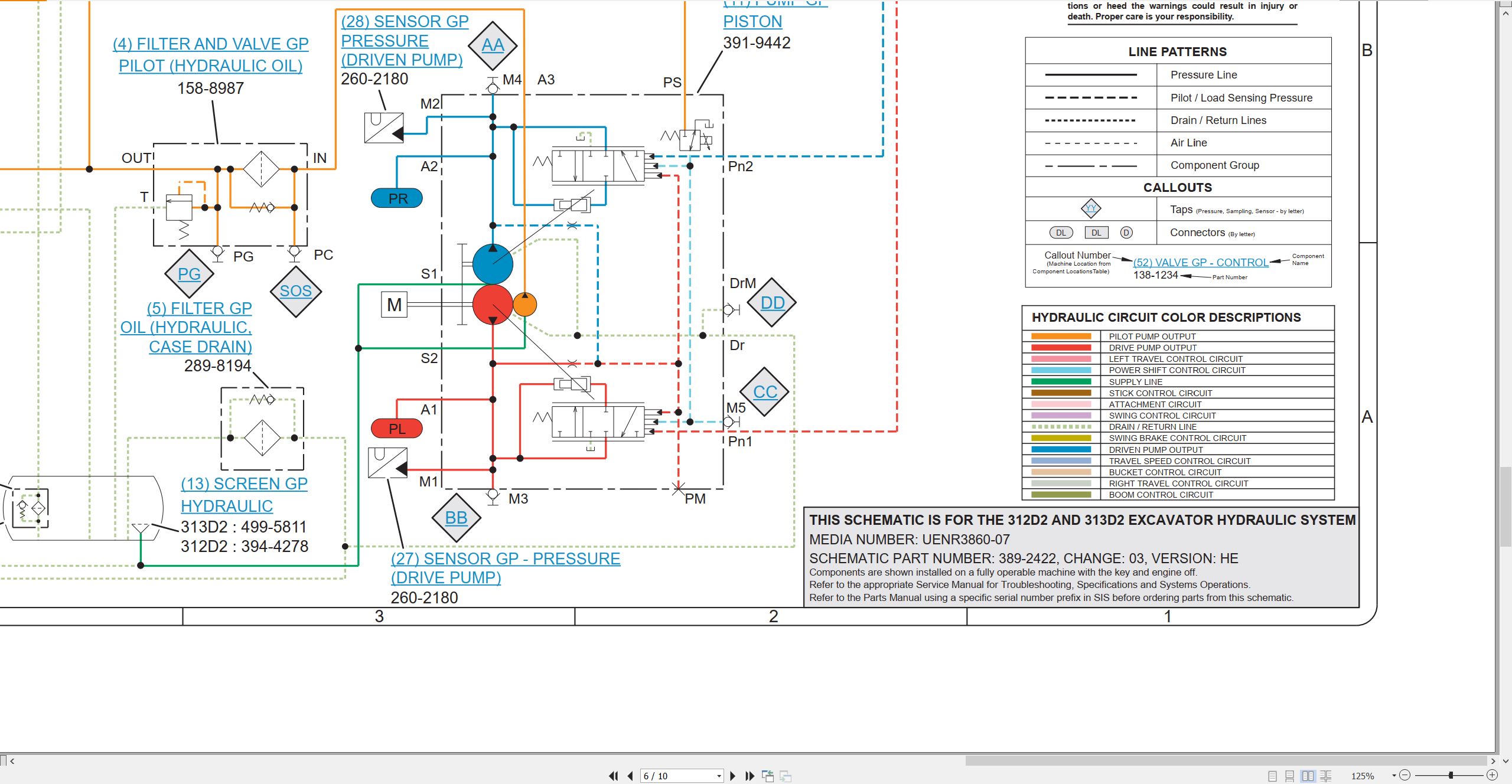 CAT Excavator 313D2 Electrical Hydraulic Schematic (3)