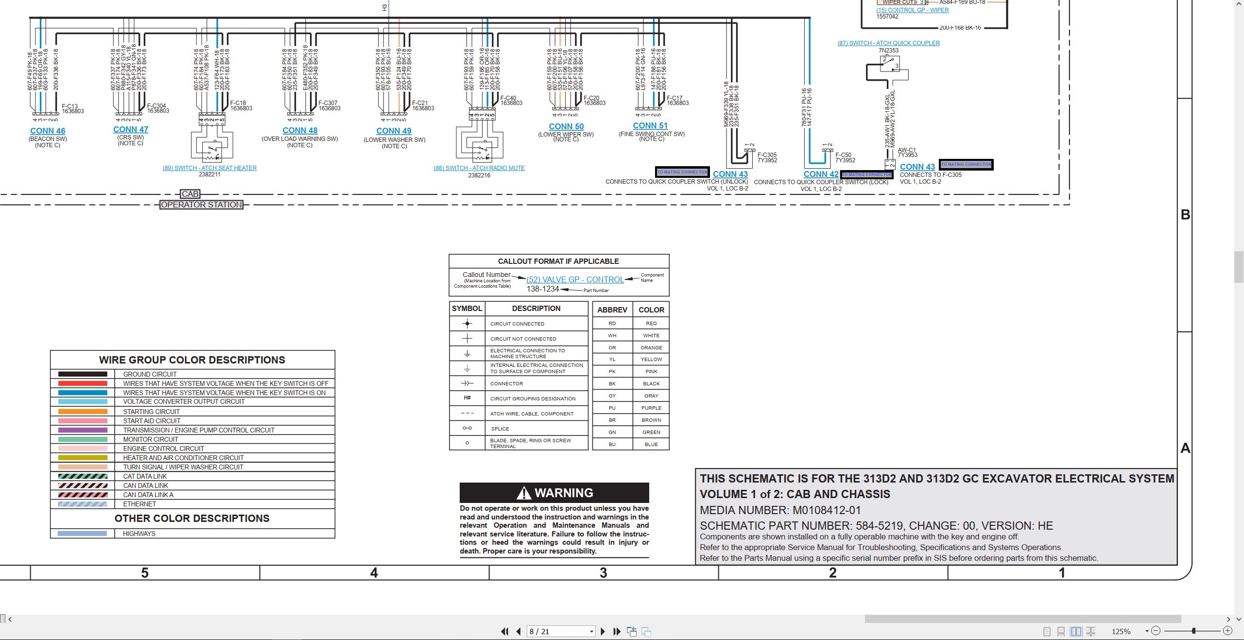 CAT Excavator 313D2 GC Electrical Hydraulic Schematic (2)