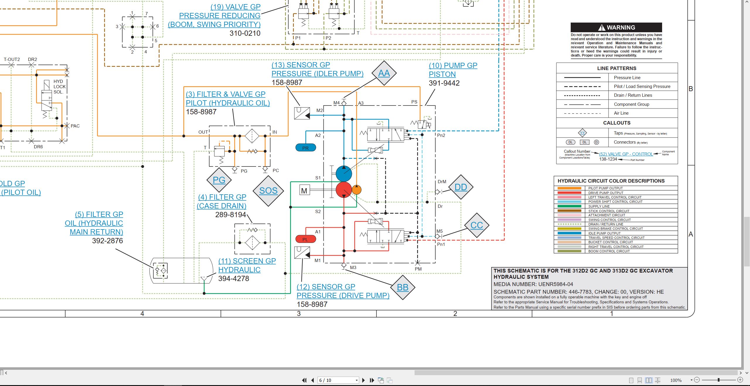 CAT Excavator 313D2 GC Electrical Hydraulic Schematic (3)