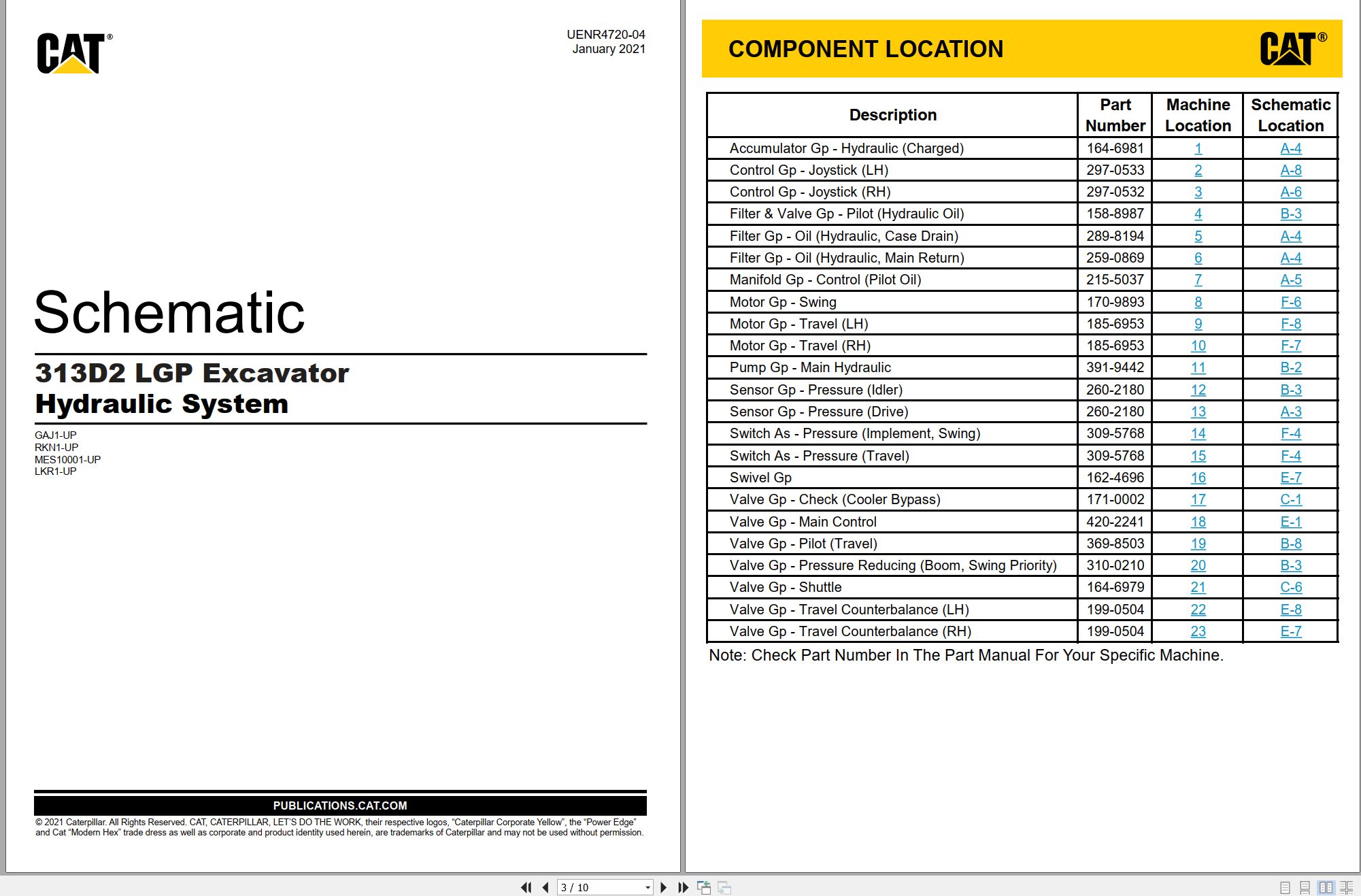 CAT Excavator 313D2 LGP Hydraulic Schematic UENR4720 04 2021 (1)