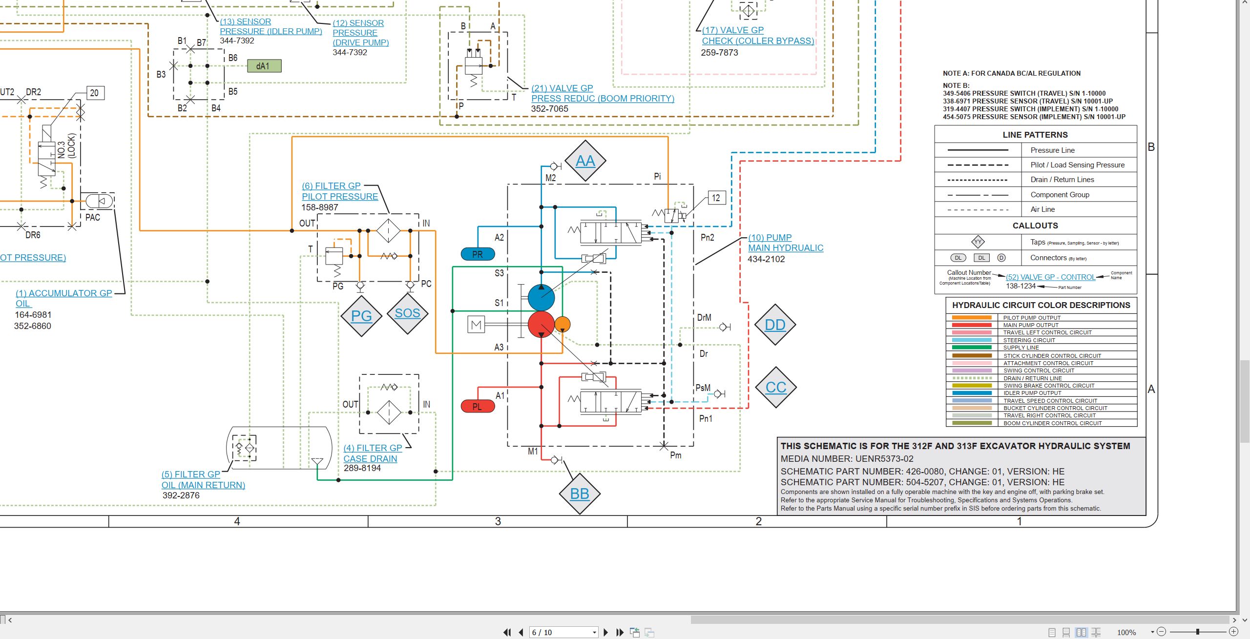 CAT Excavator 313F Electrical Hydraulic Schematic (3)