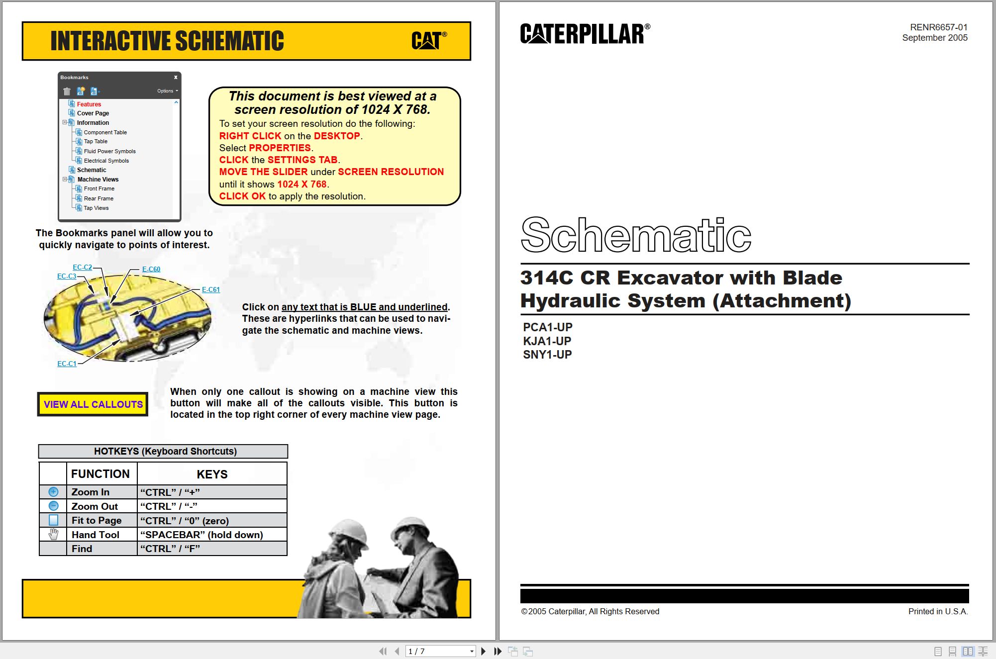 CAT Excavator 314C CR Hydraulic Schematic RENR6657 01 2005 (1)