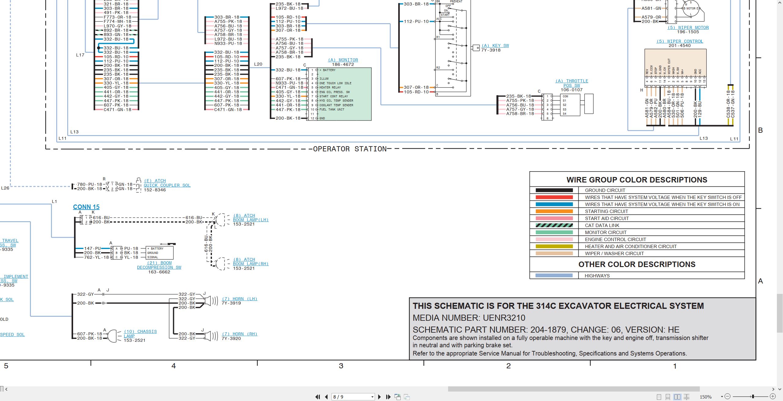 CAT Excavator 314C Electrical Hydraulic Schematic (2)