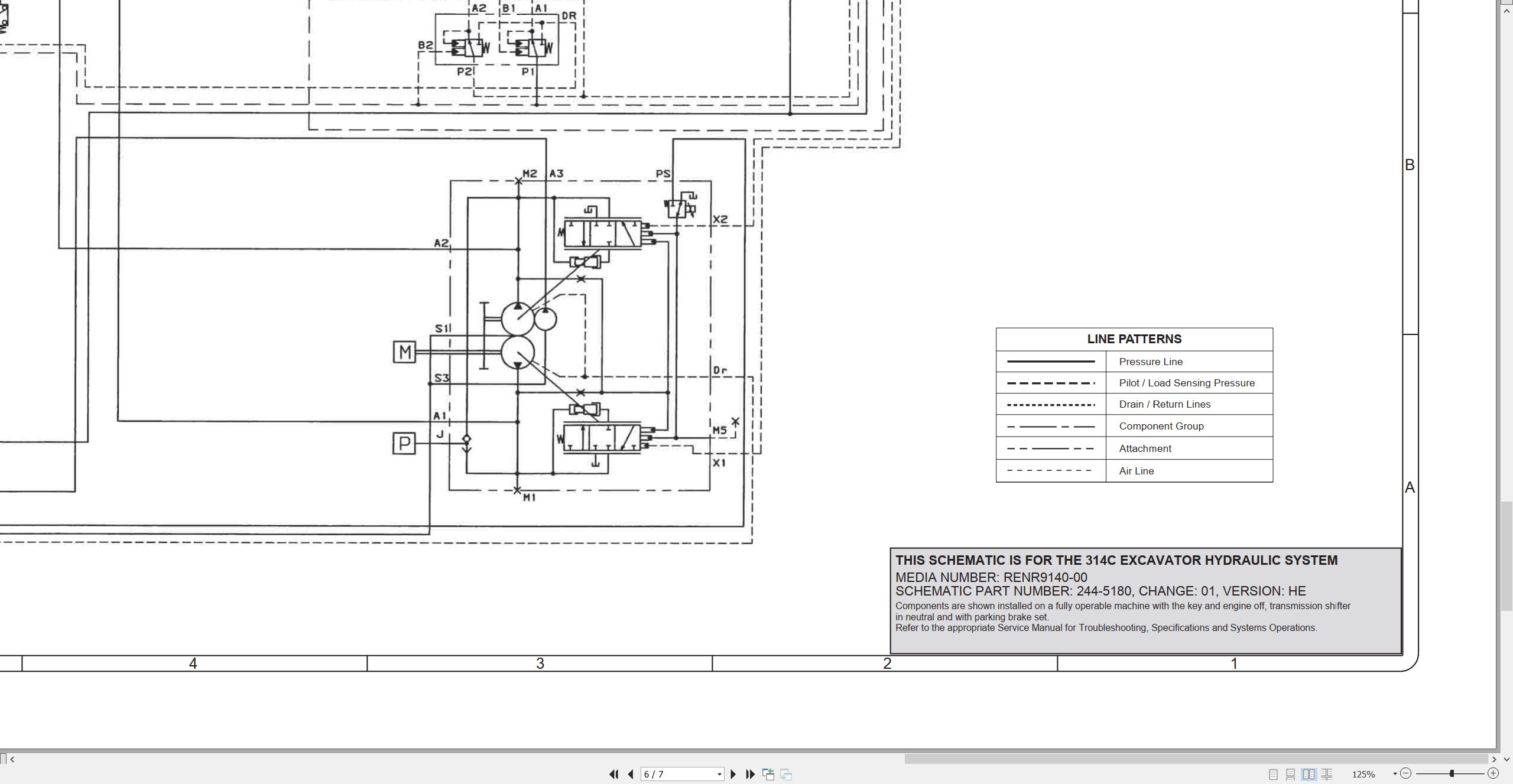 CAT Excavator 314C Electrical Hydraulic Schematic (3)