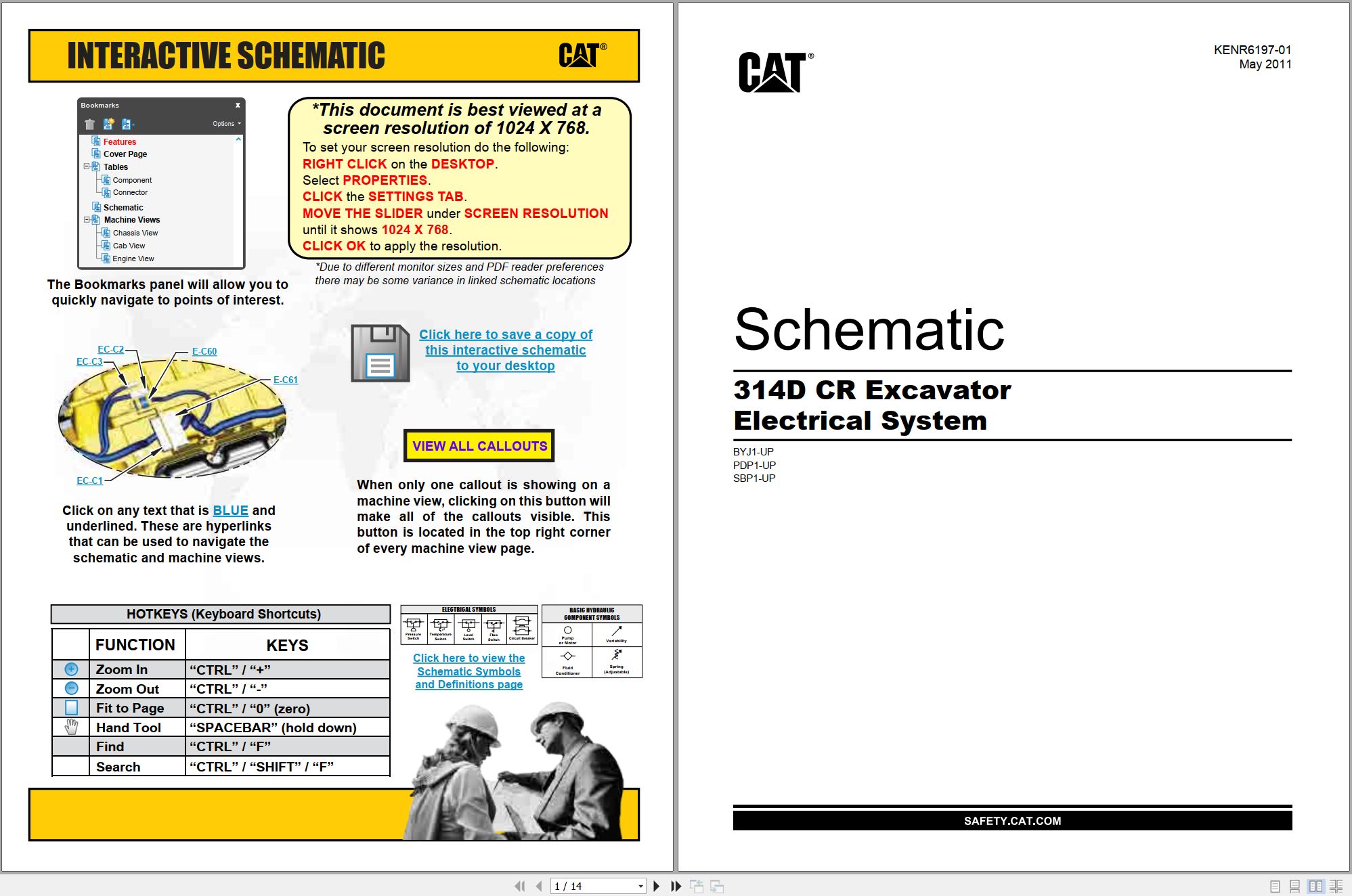 CAT Excavator 314D CR Electrical Hydraulic Schematic (1)