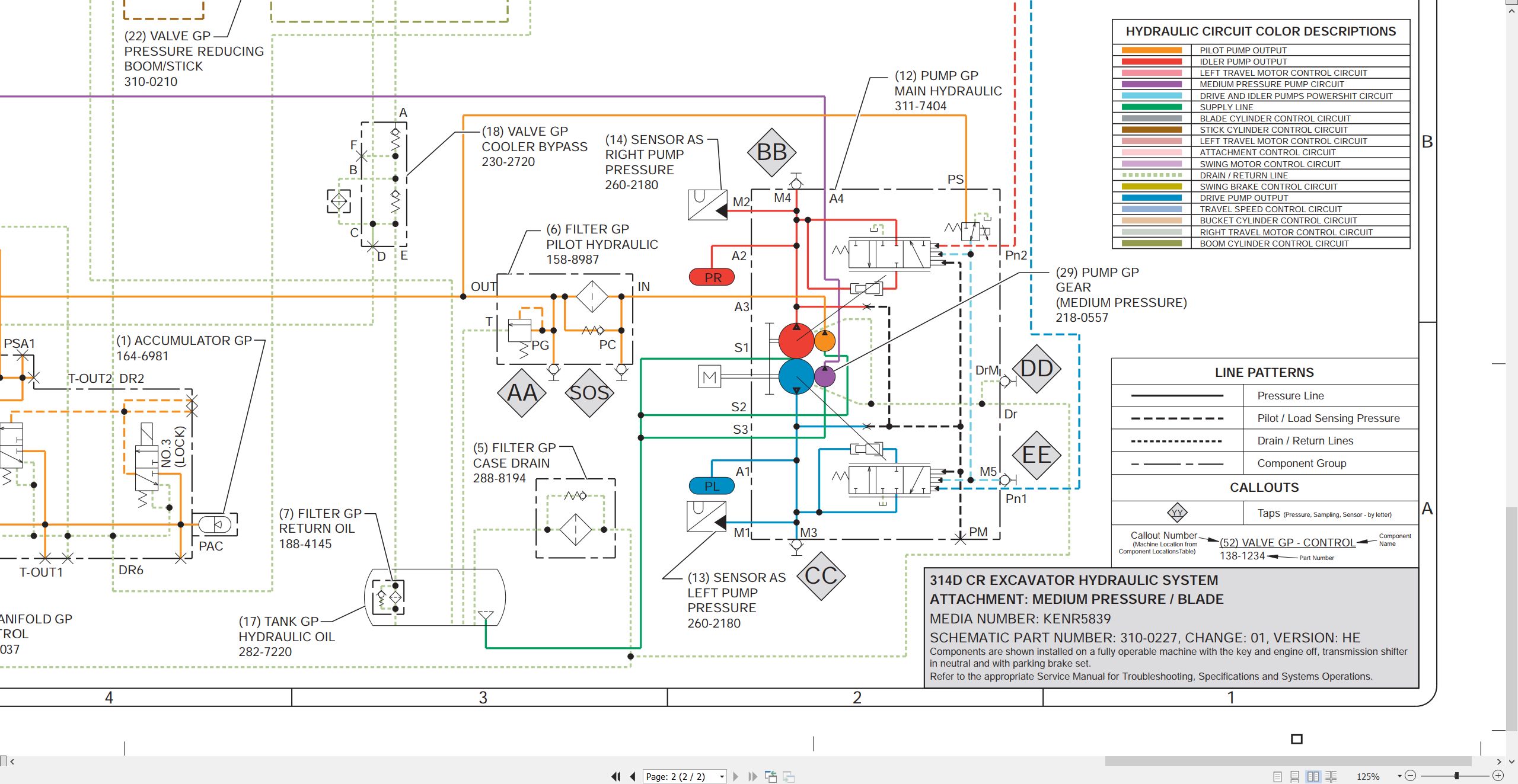 CAT Excavator 314D CR Electrical Hydraulic Schematic (3)