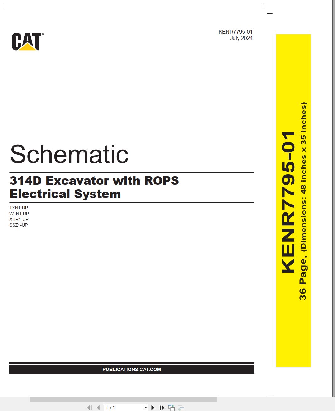 CAT Excavator 314D Electrical Hydraulic Schematic (1)