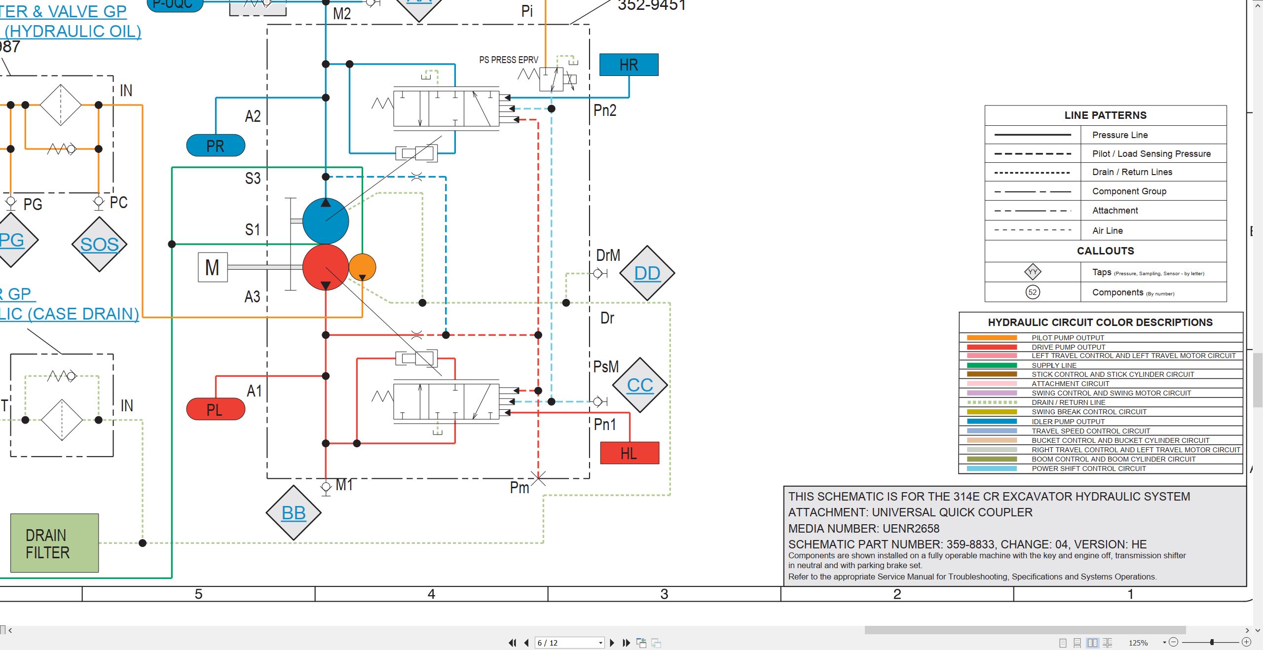 CAT Excavator 314E CR Hydraulic Schematic (2)