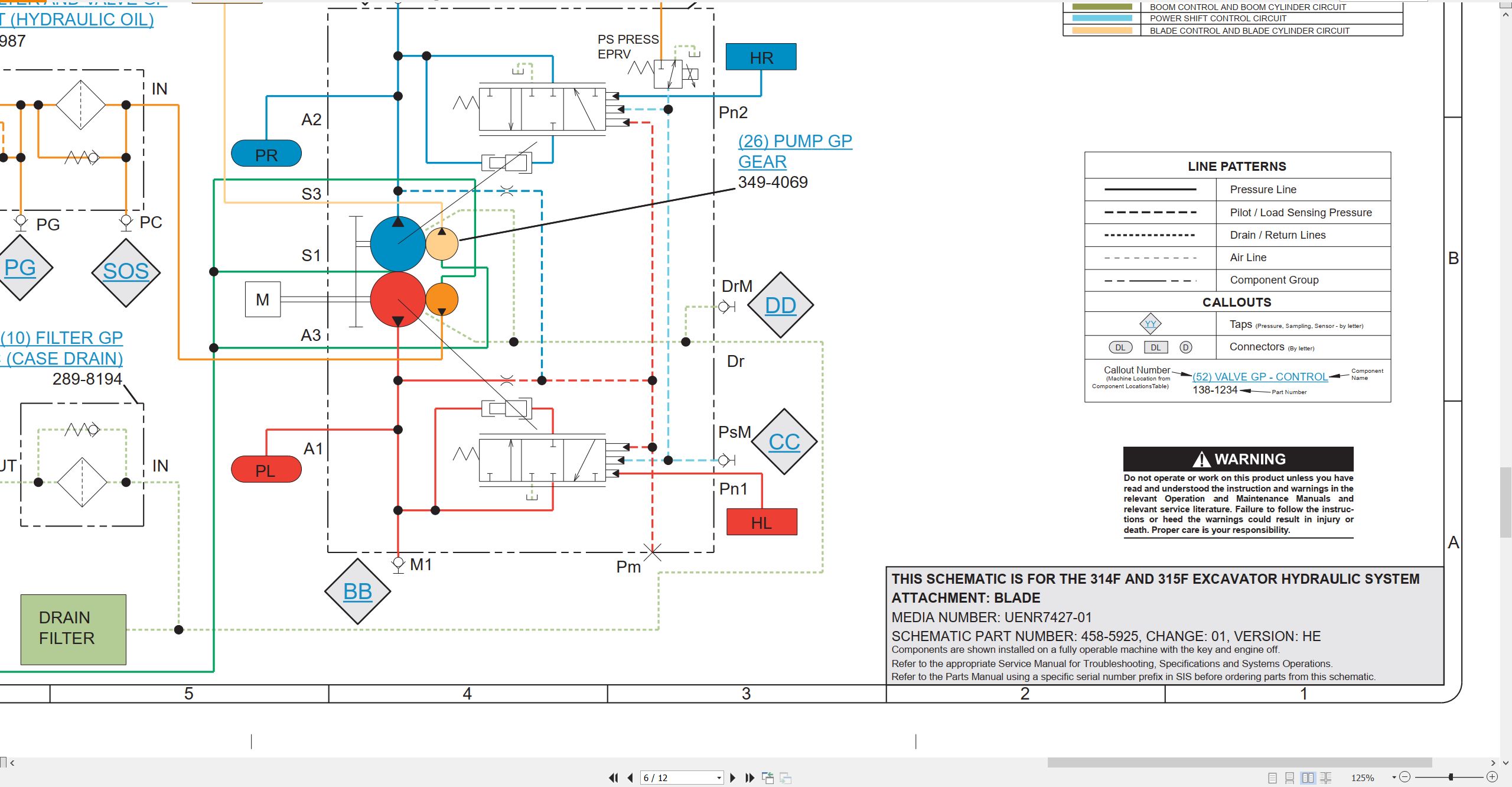 CAT Excavator 314F Electrical Hydraulic Schematic (3)