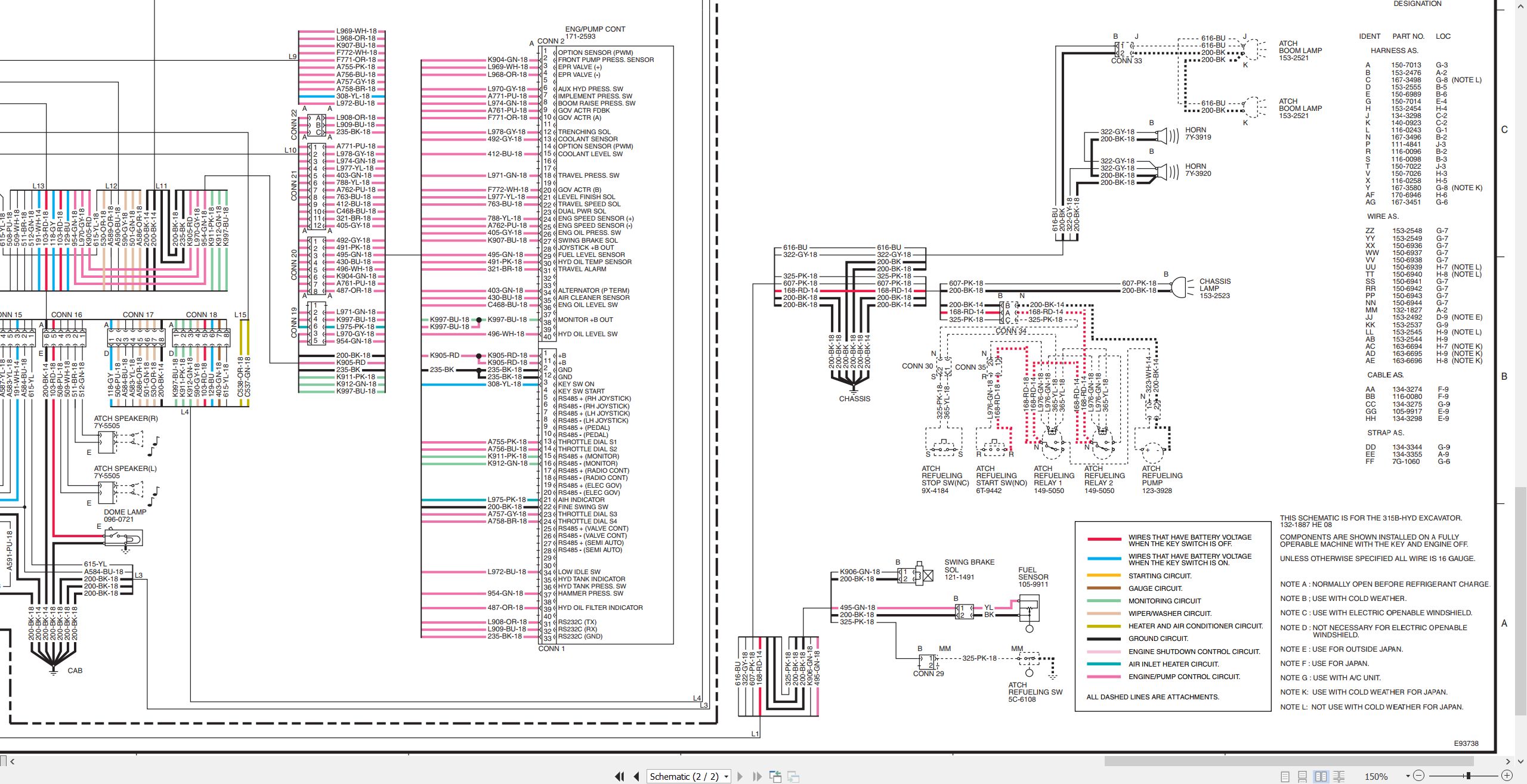 CAT Excavator 315B Electrical Hydraulic Schematic (2)