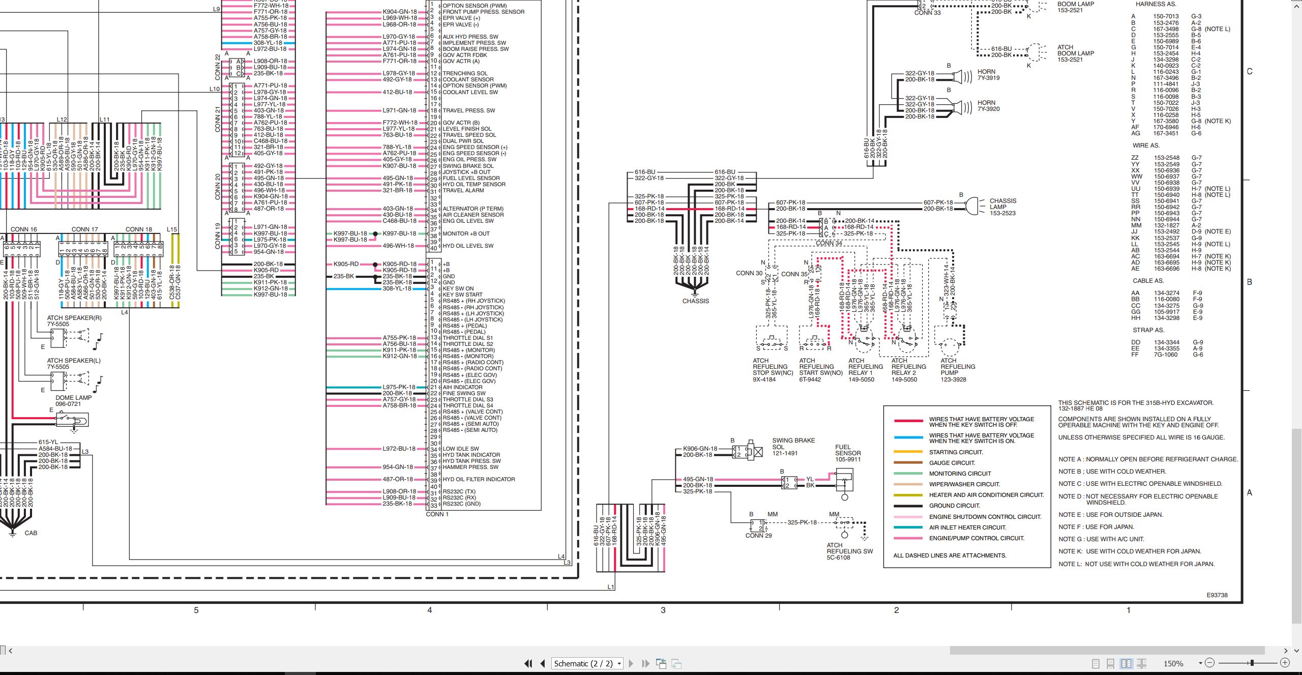 CAT Excavator 315B L Electrical Hydraulic Schematic (2)