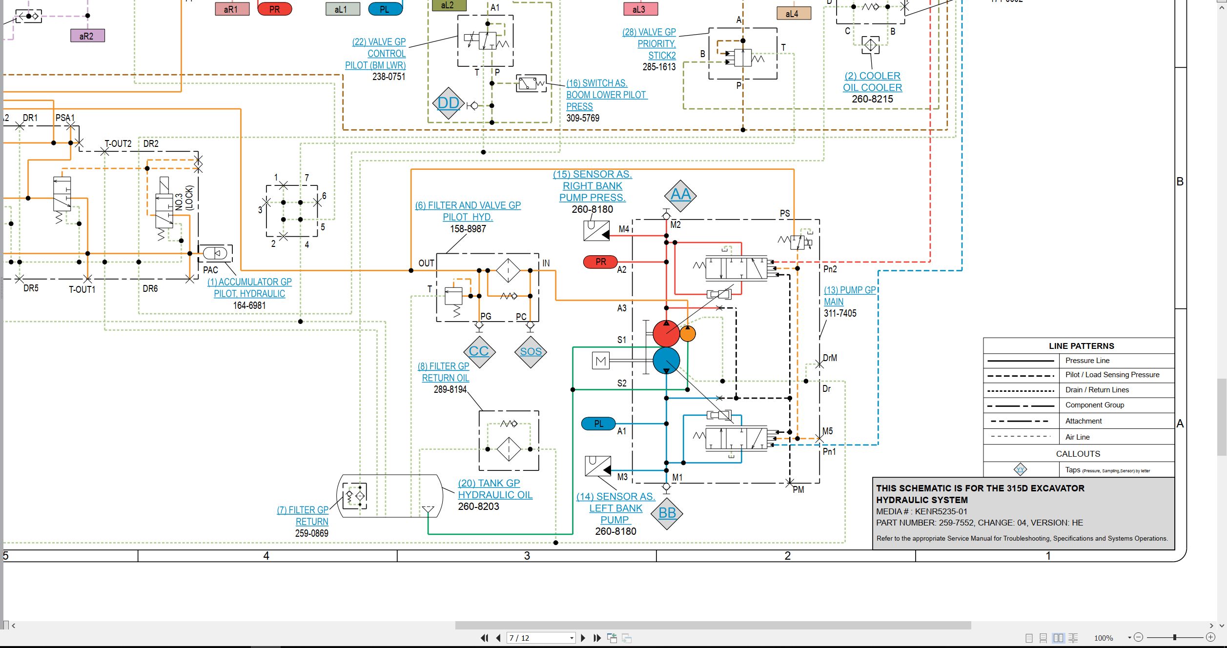 CAT Excavator 315D Electrical Hydraulic Schematic (3)