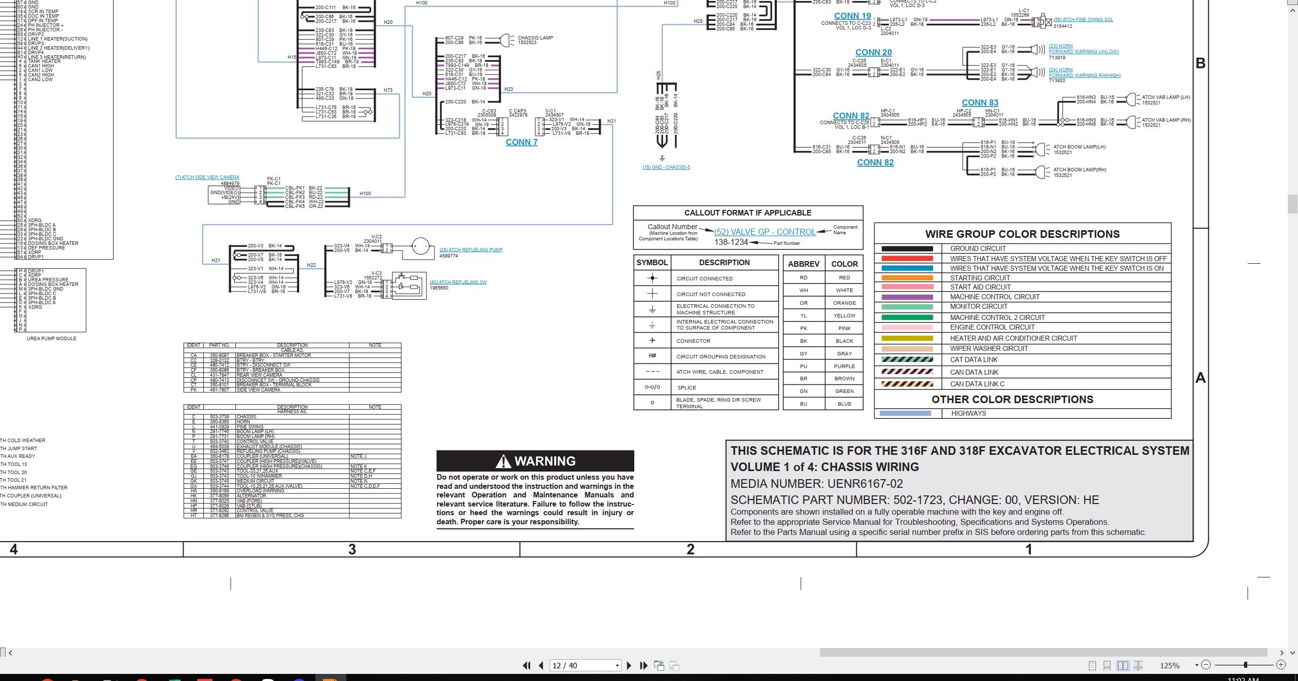 CAT Excavator 316F Electrical Hydraulic Schematic (2)