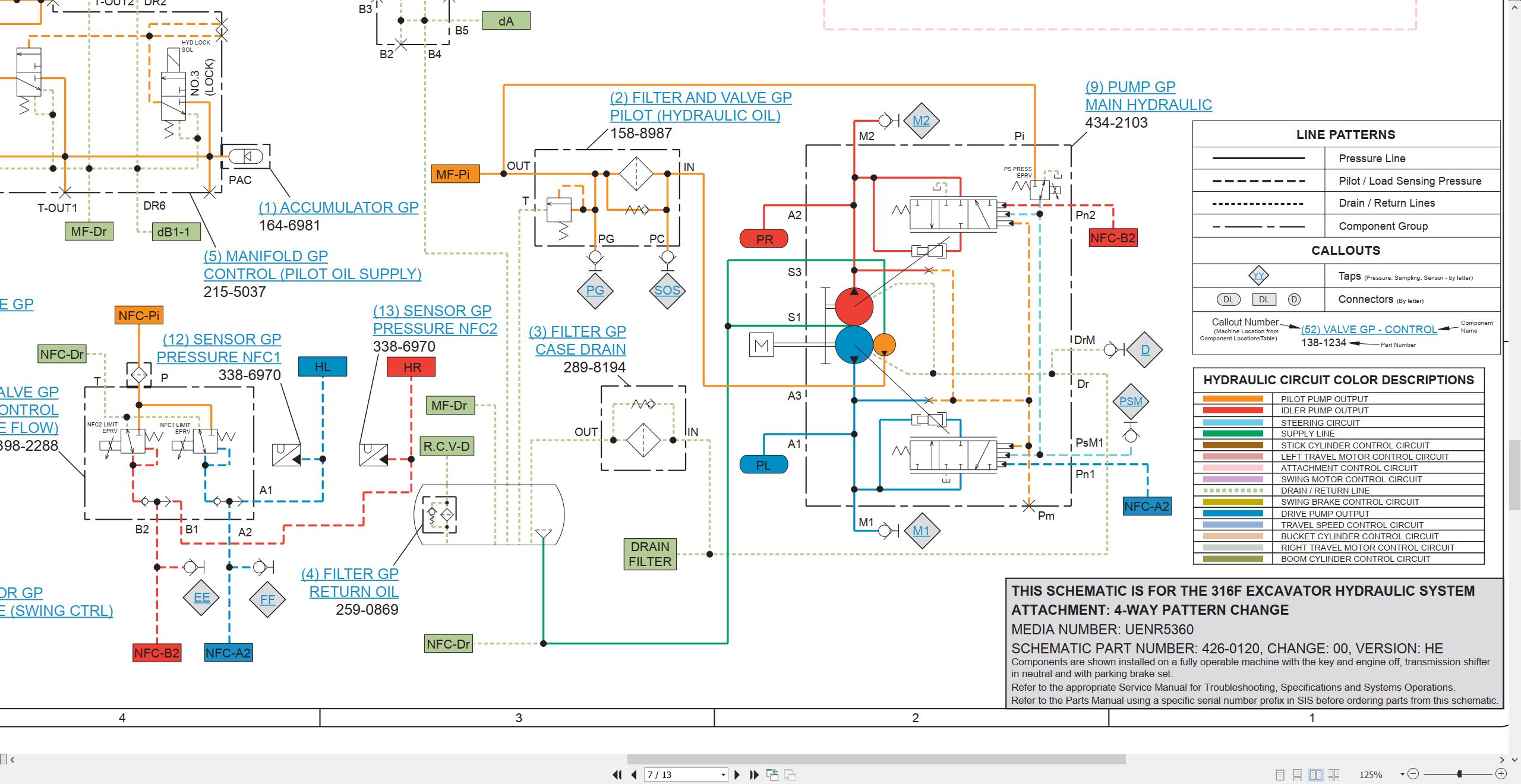 CAT Excavator 316F Electrical Hydraulic Schematic (3)