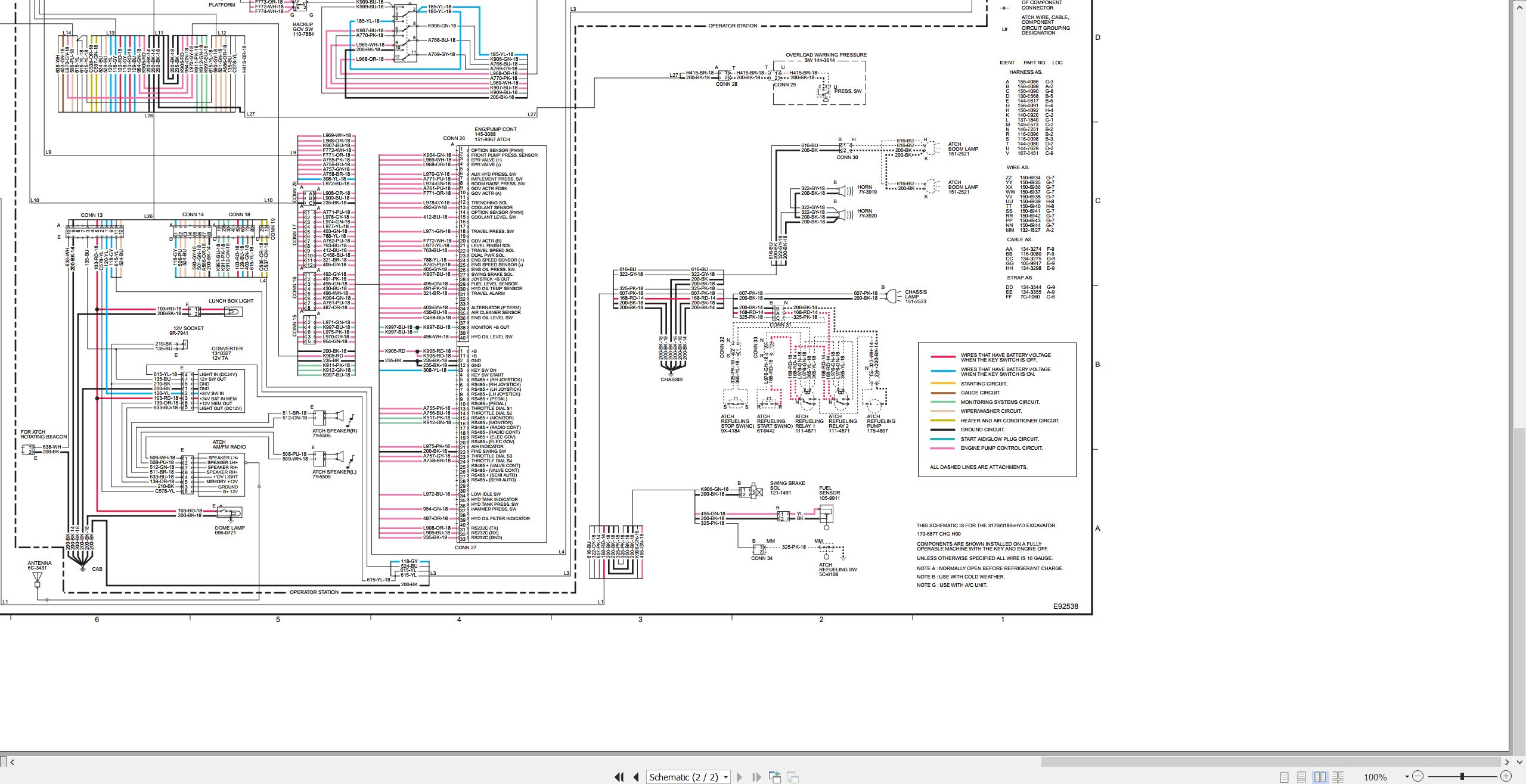 CAT Excavator 317B Electrical Hydraulic Schematic (2)