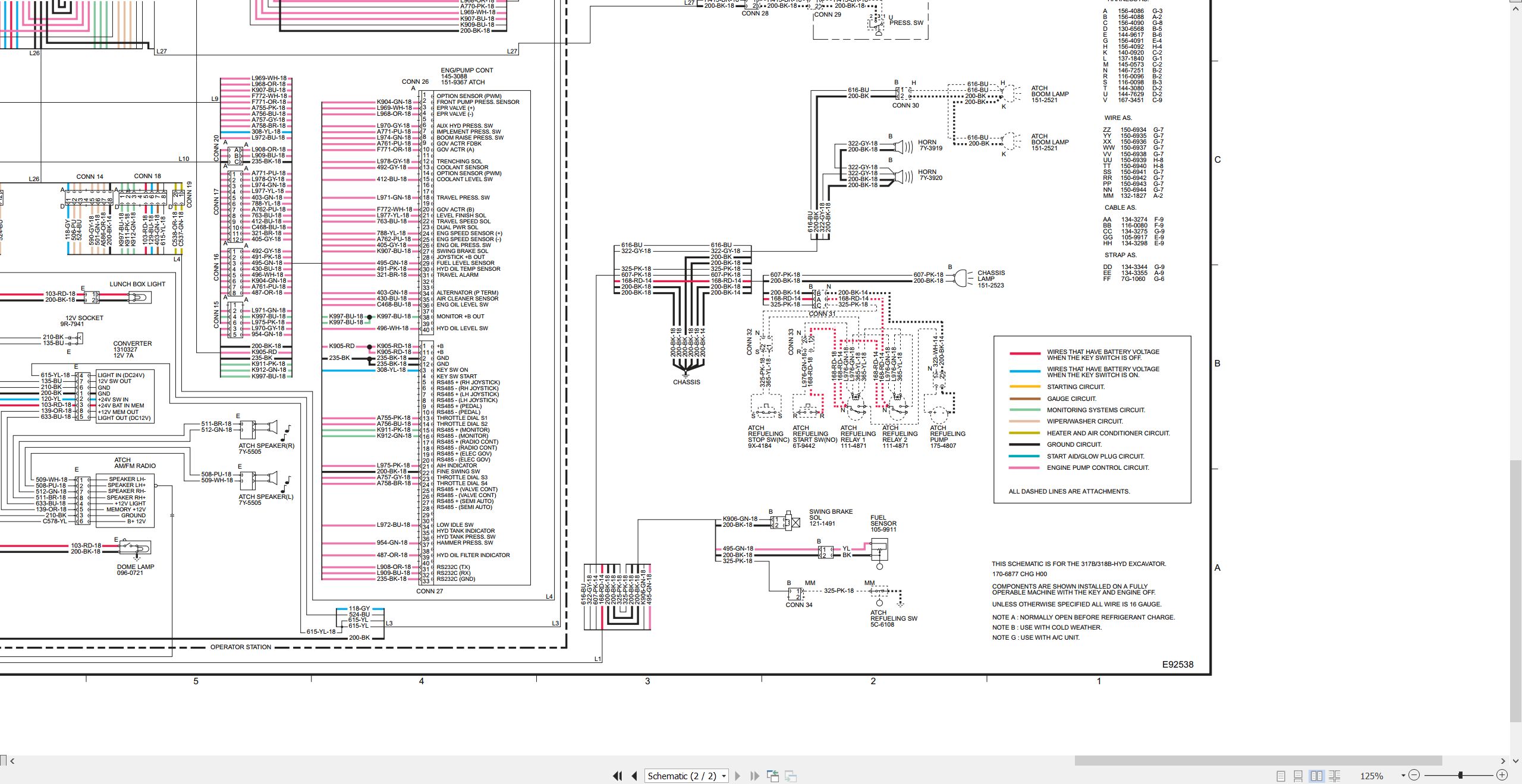 CAT Excavator 318B Electrical Hydraulic Schematic (2)