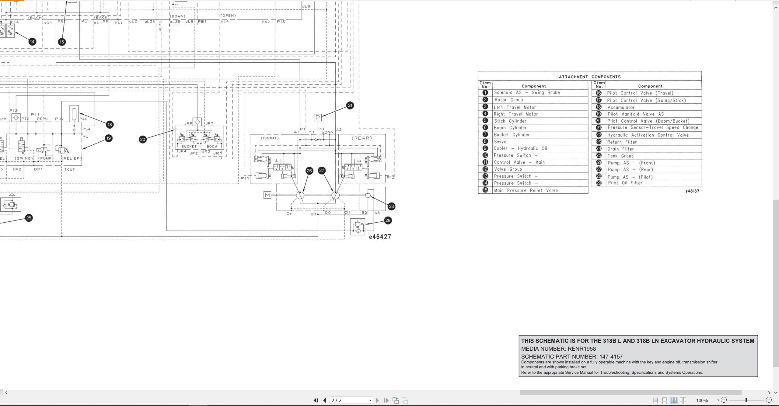 CAT Excavator 318B LN Electrical Hydraulic Schematic (3)