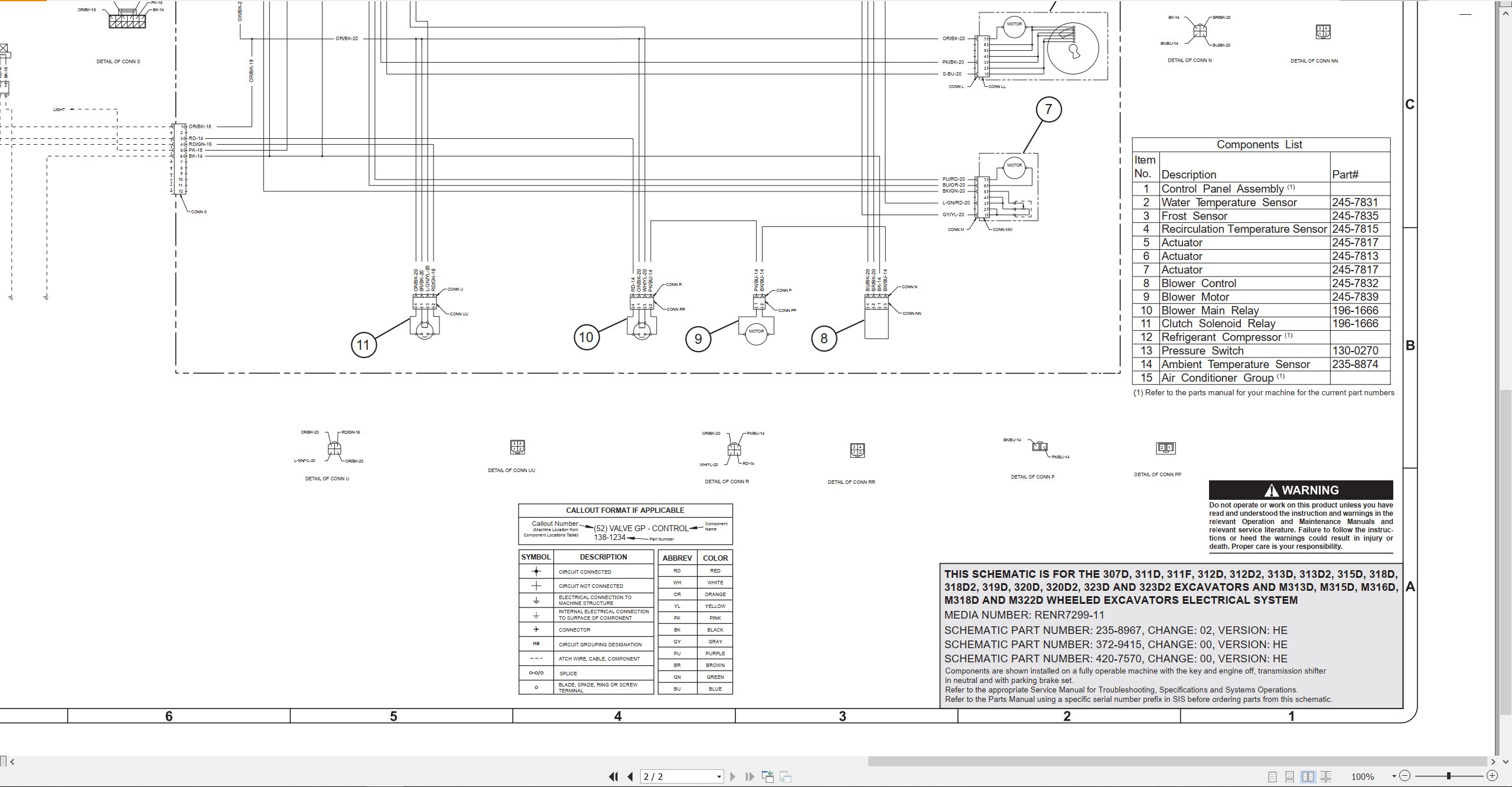 CAT Excavator 318D Electrical Schematic (2)