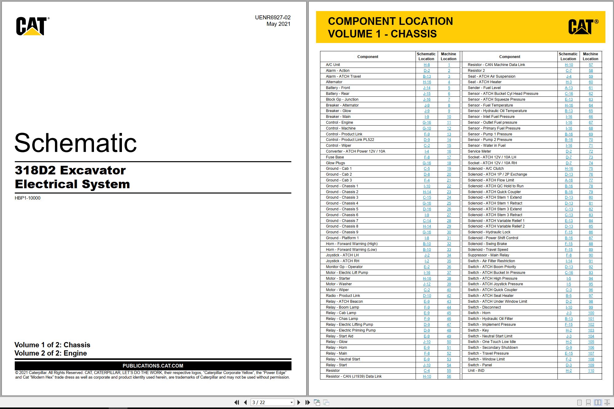 CAT Excavator 318D2 Electrical Hydraulic Schematic (1)