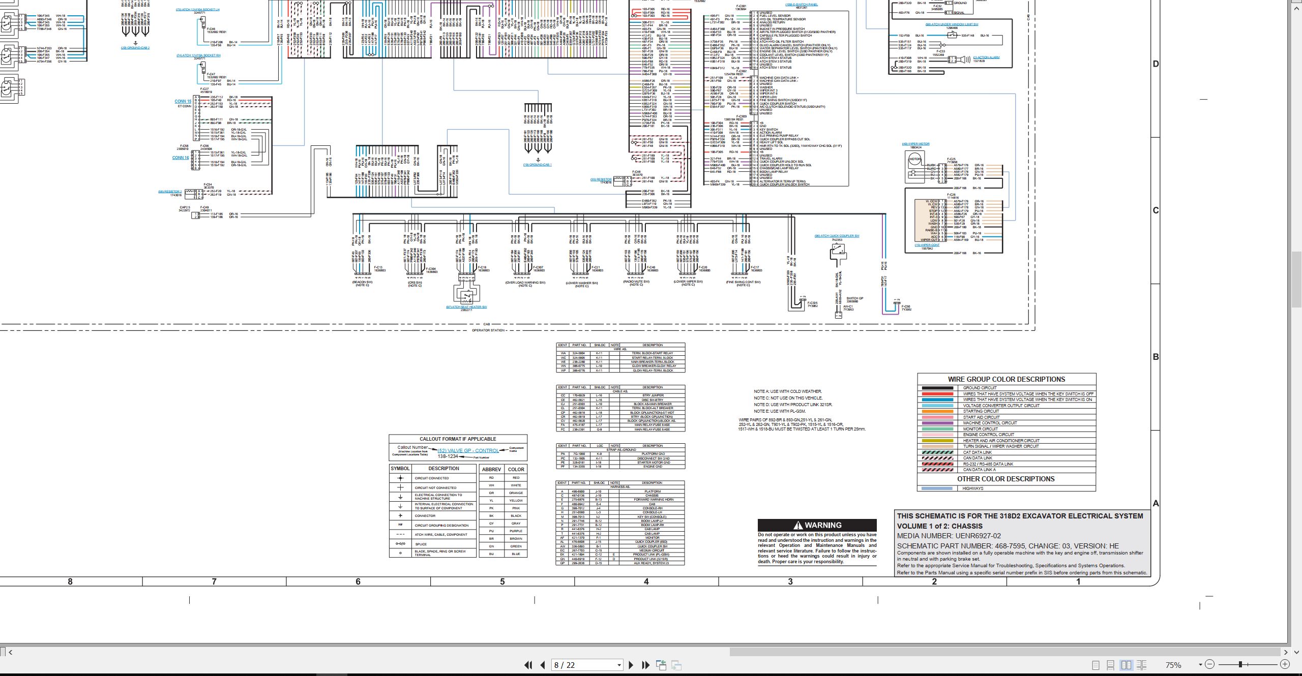 CAT Excavator 318D2 Electrical Hydraulic Schematic (2)