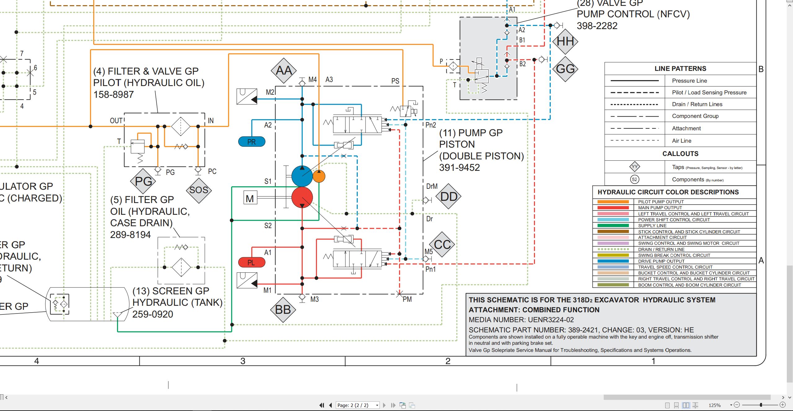 CAT Excavator 318D2 Electrical Hydraulic Schematic (3)
