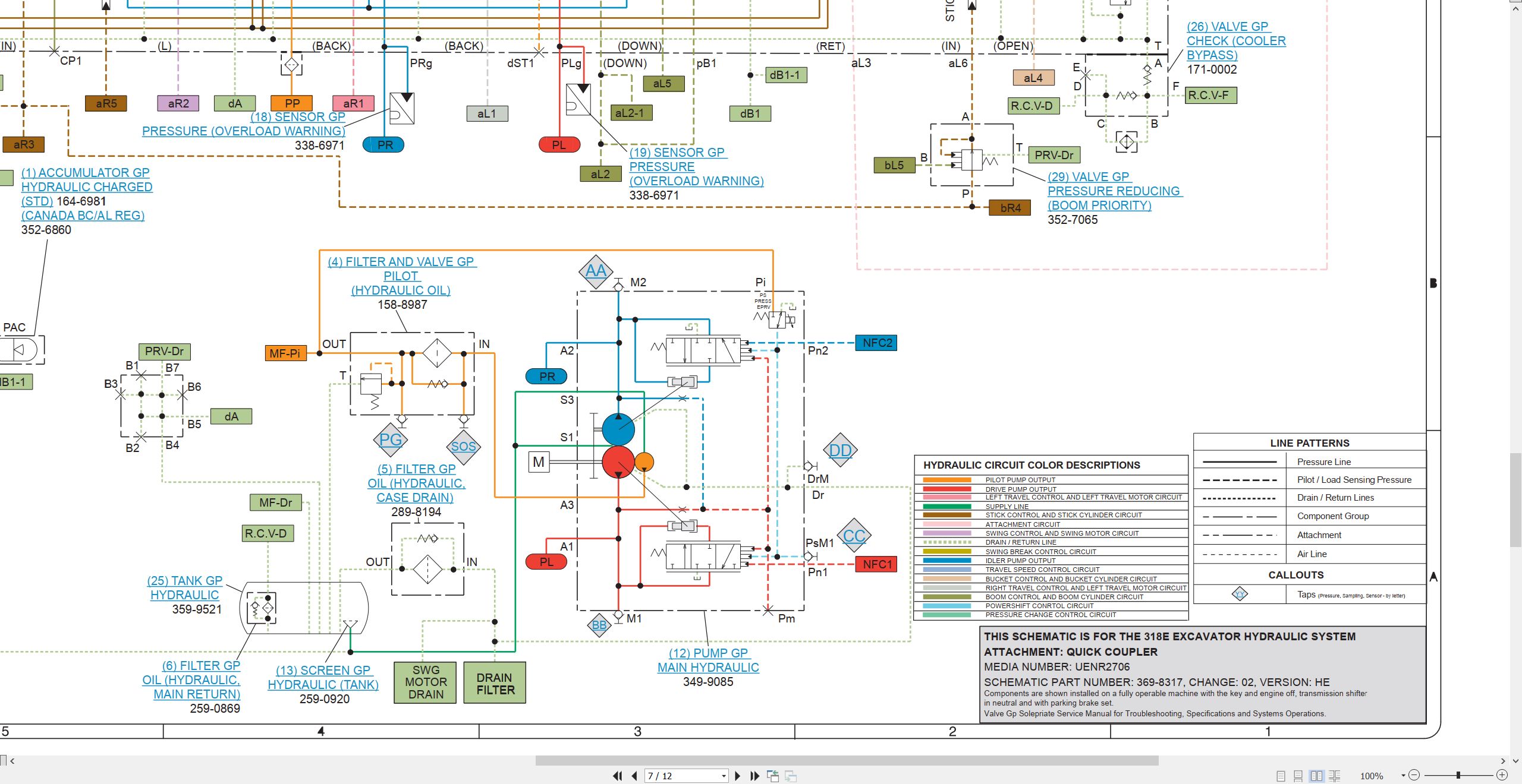 CAT Excavator 318E Electrical Hydraulic Schematic (3)