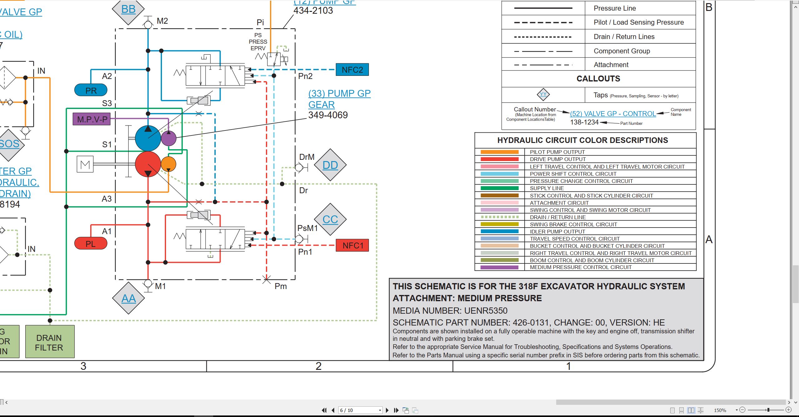 CAT Excavator 318F Electrical Hydraulic Schematic (4)