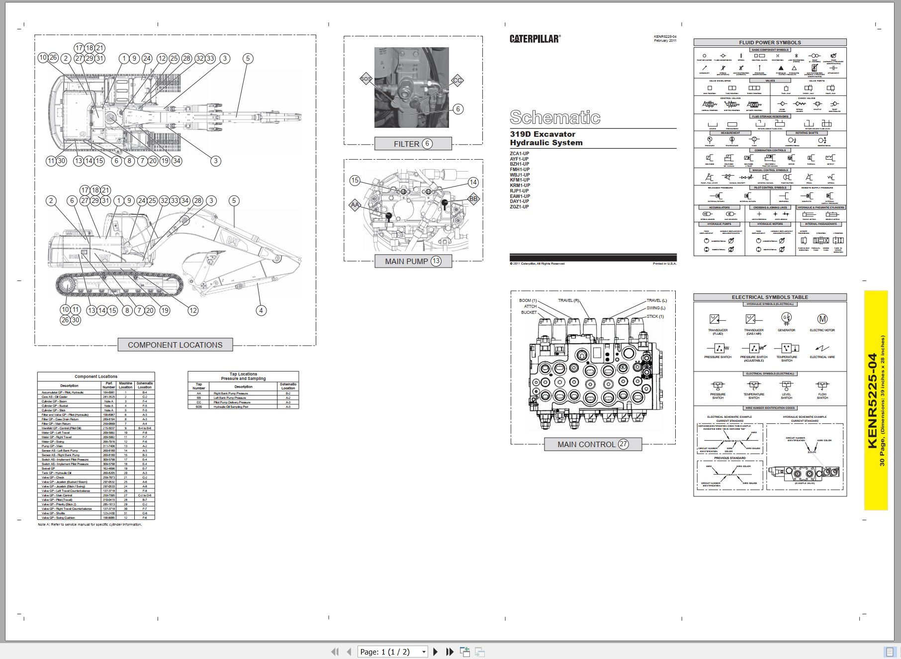 CAT Excavator 319 Hydraulic Schematic KENR5225 04 2011 (1)