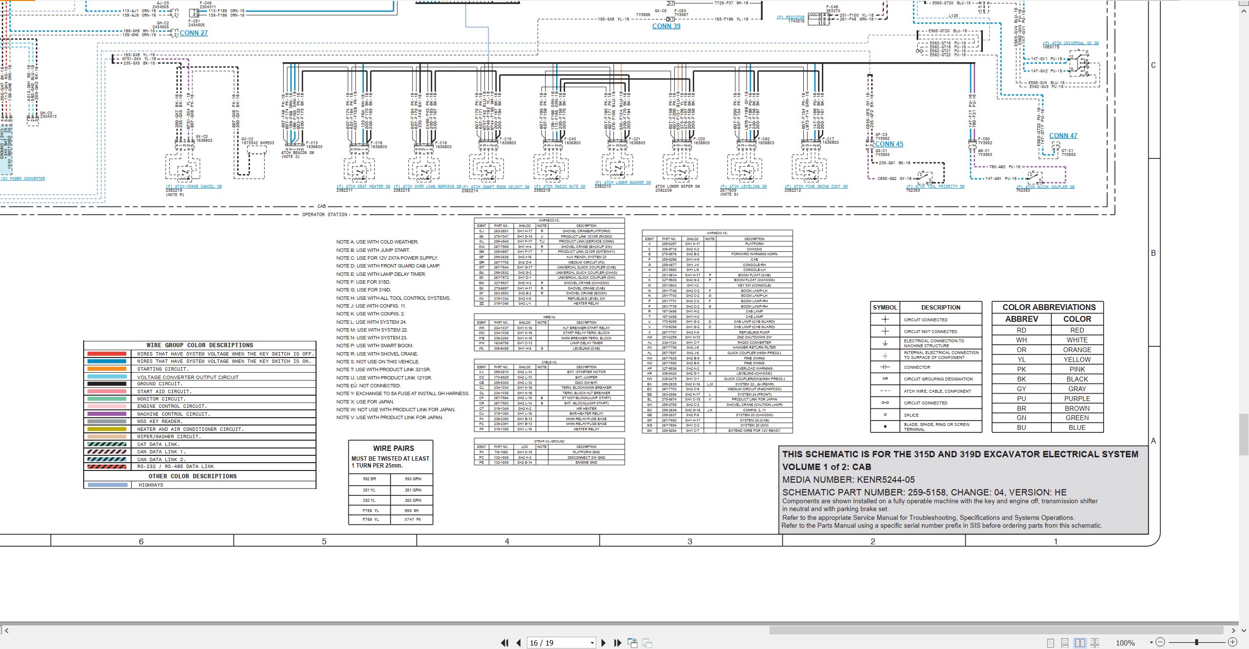 CAT Excavator 319D Electrical Hydraulic Schematic (2)