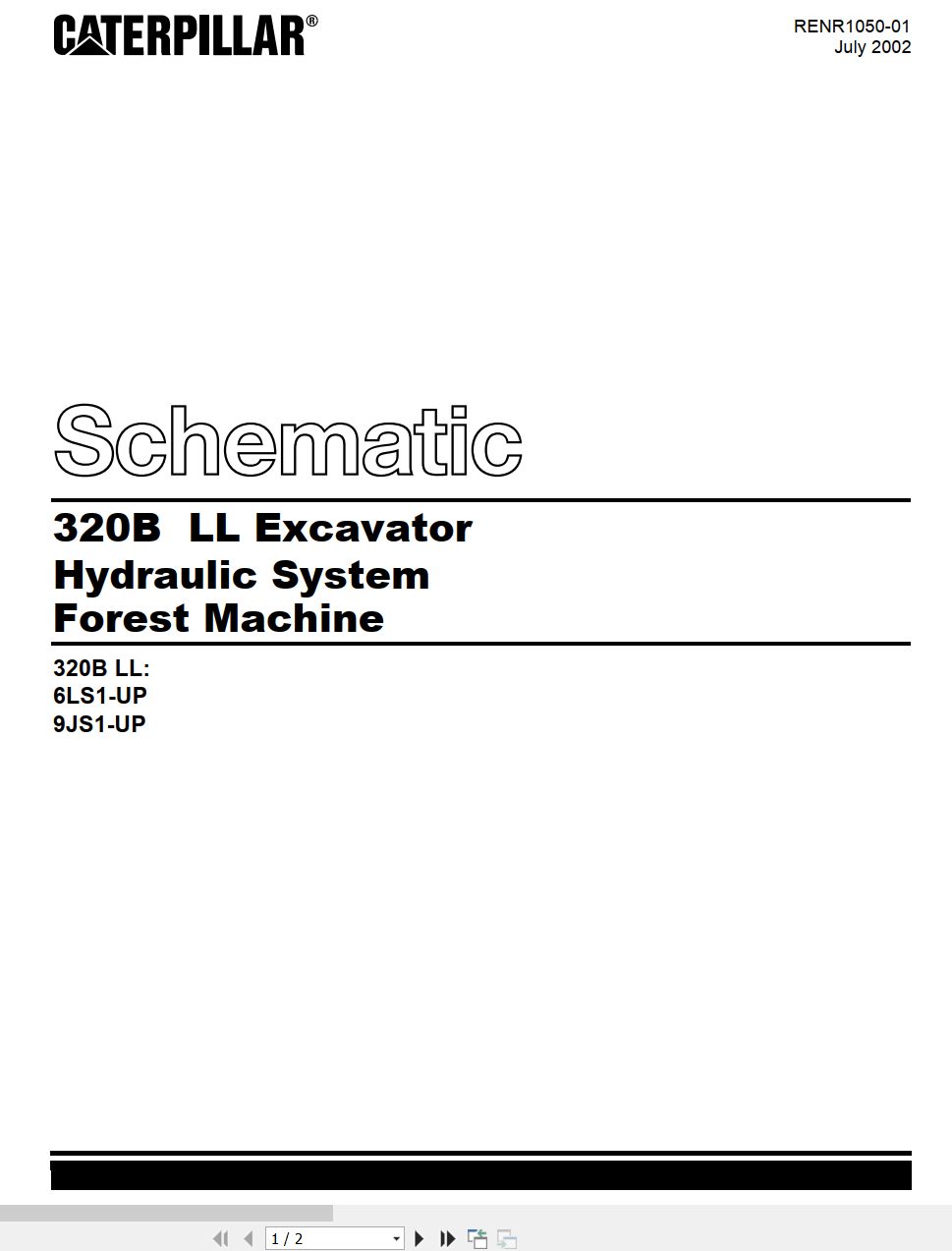 CAT Excavator 320B LL Hydraulic Schematic RENR1050 01 2002 (1)