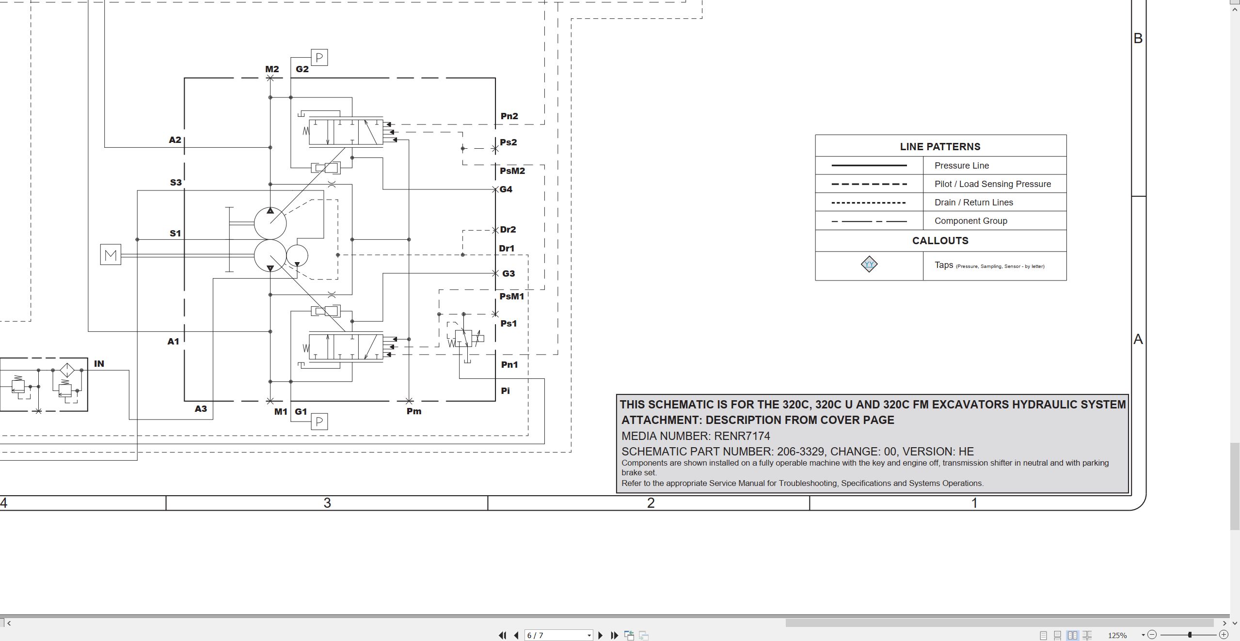 CAT Excavator 320C FM Electrical Hydraulic Schematic (3)