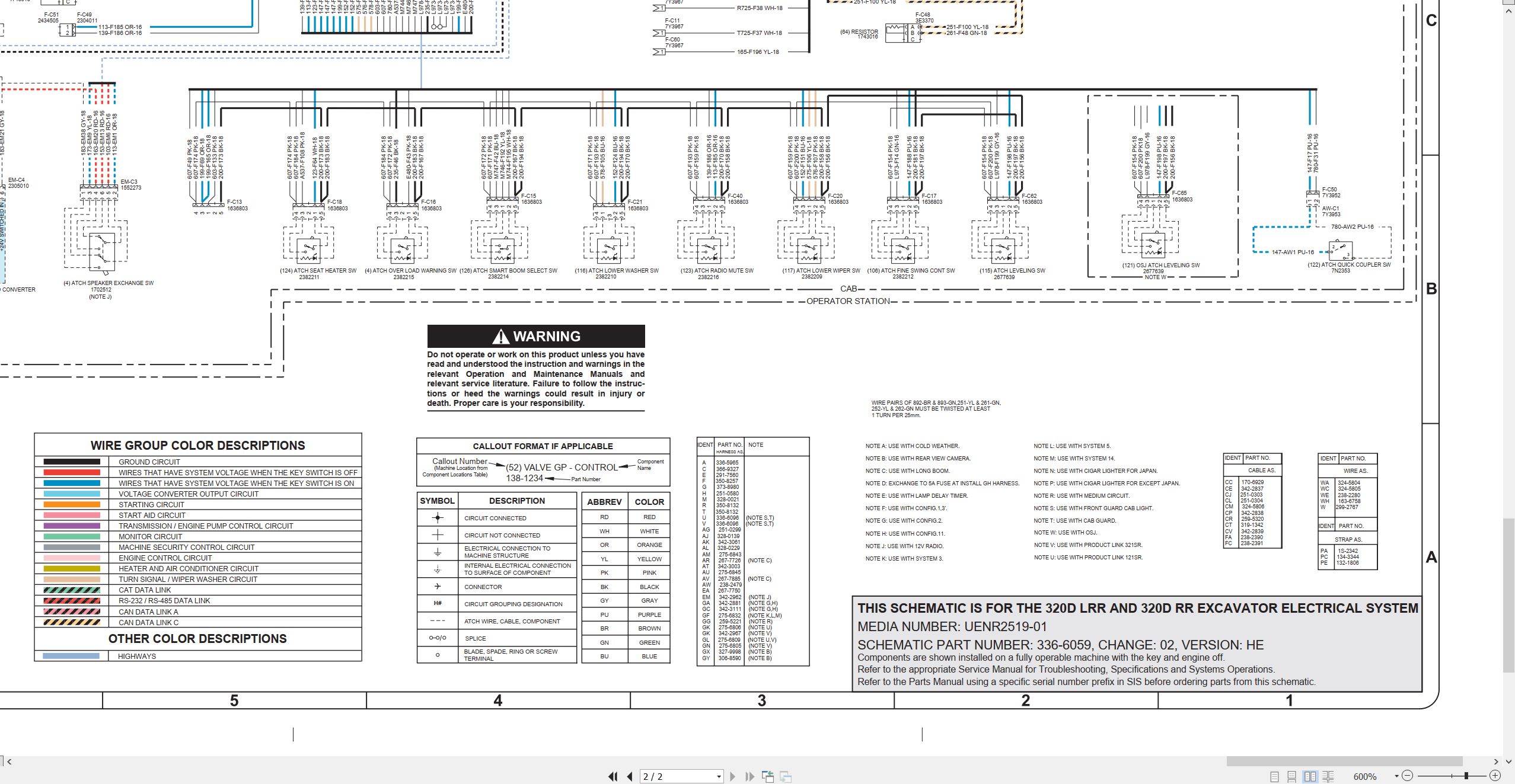 CAT Excavator 320D LRR Electrical Hydraulic Schematic (2)