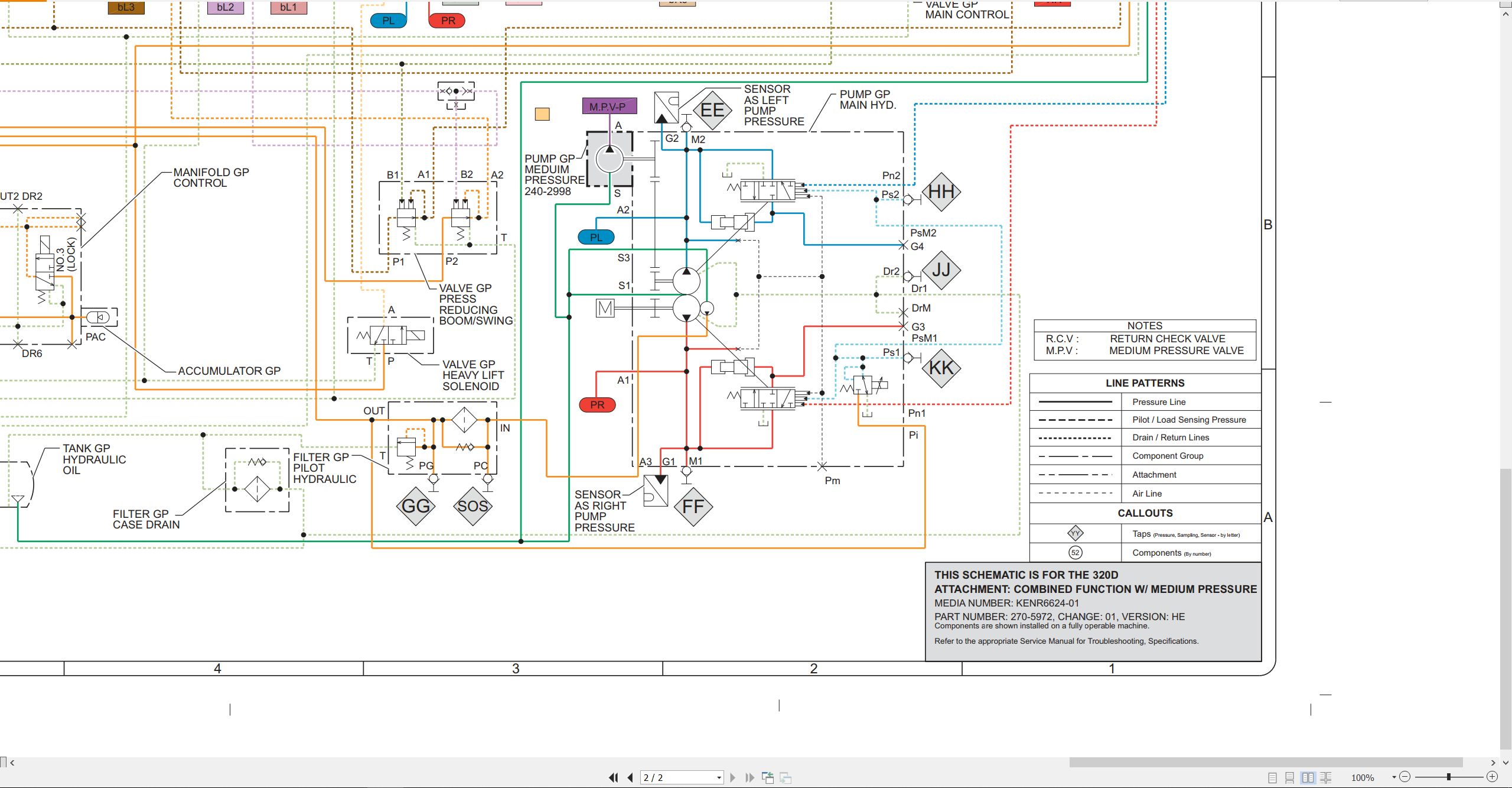 CAT Excavator 320D LRR Electrical Hydraulic Schematic (3)