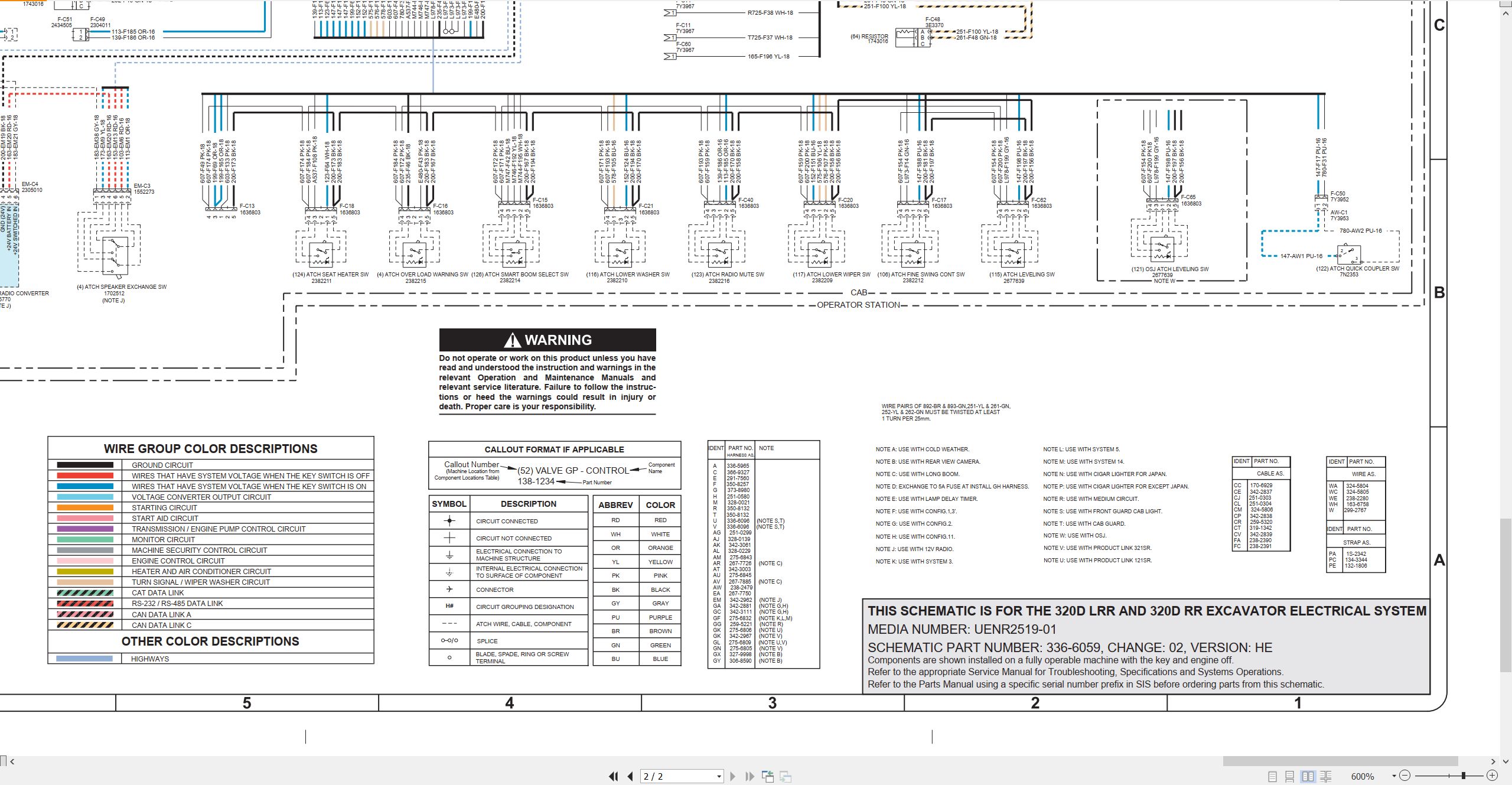 CAT Excavator 320D RR Electrical Hydraulic Schematic (2)