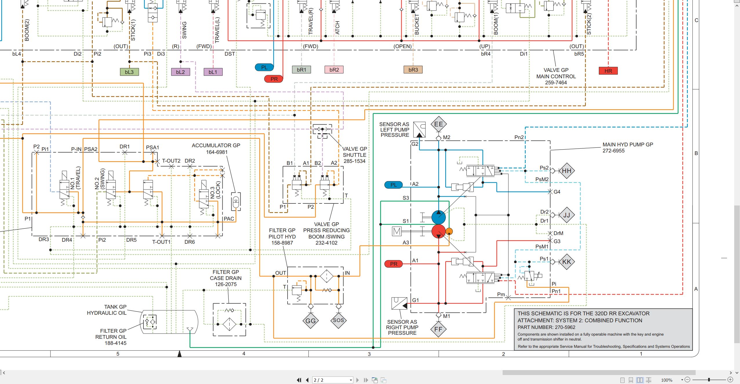 CAT Excavator 320D RR Electrical Hydraulic Schematic (3)
