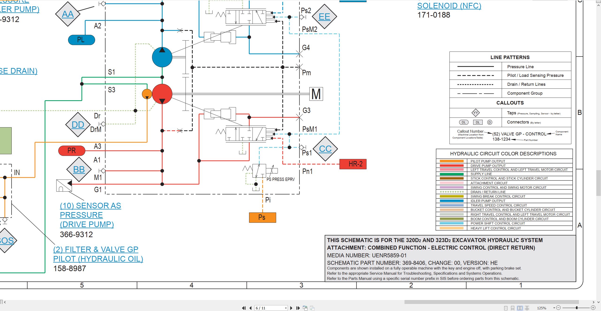 CAT Excavator 320D2 Electrical Hydraulic Schematic (3)